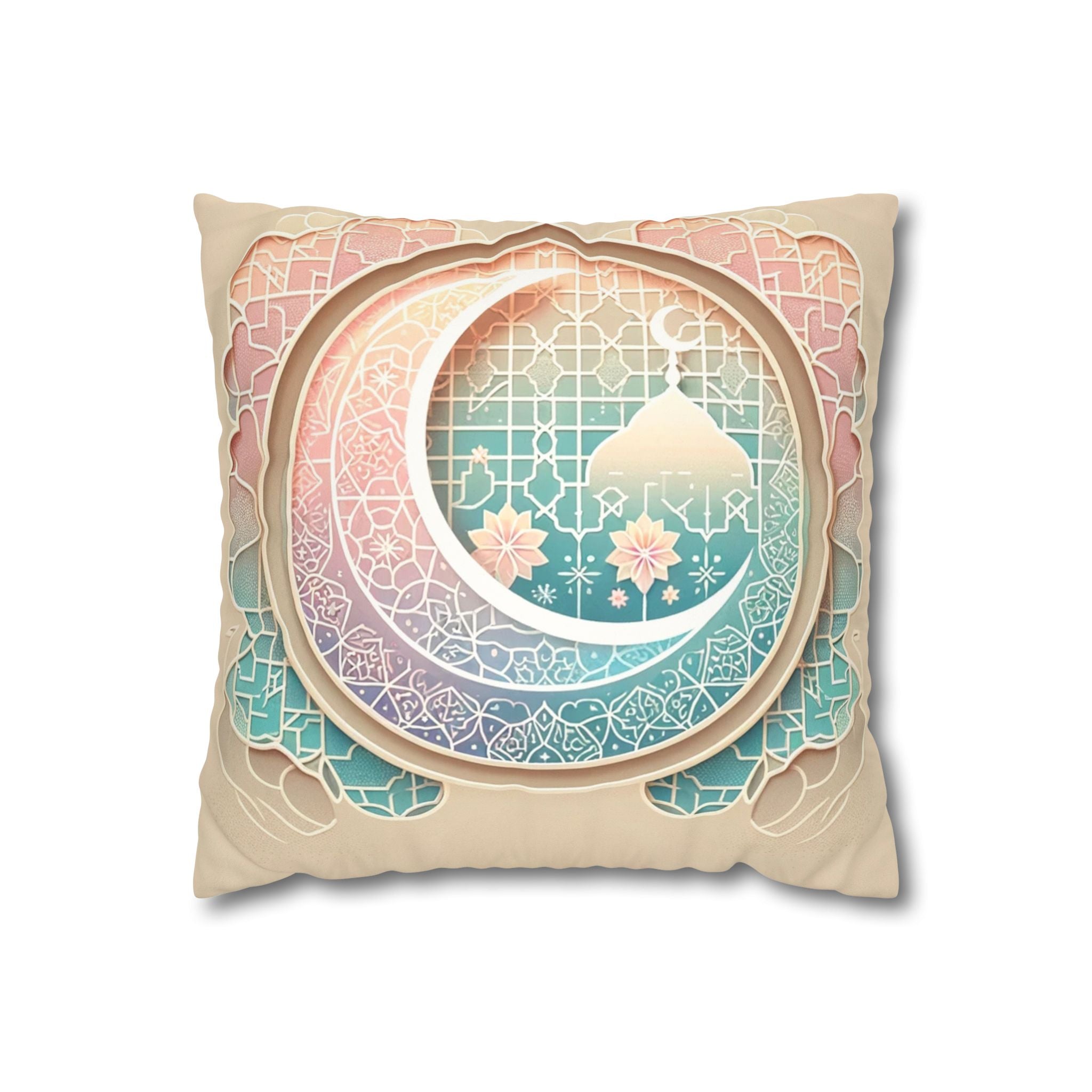 Islamic Art (pastel pink and green) - Suede Square Pillowcase