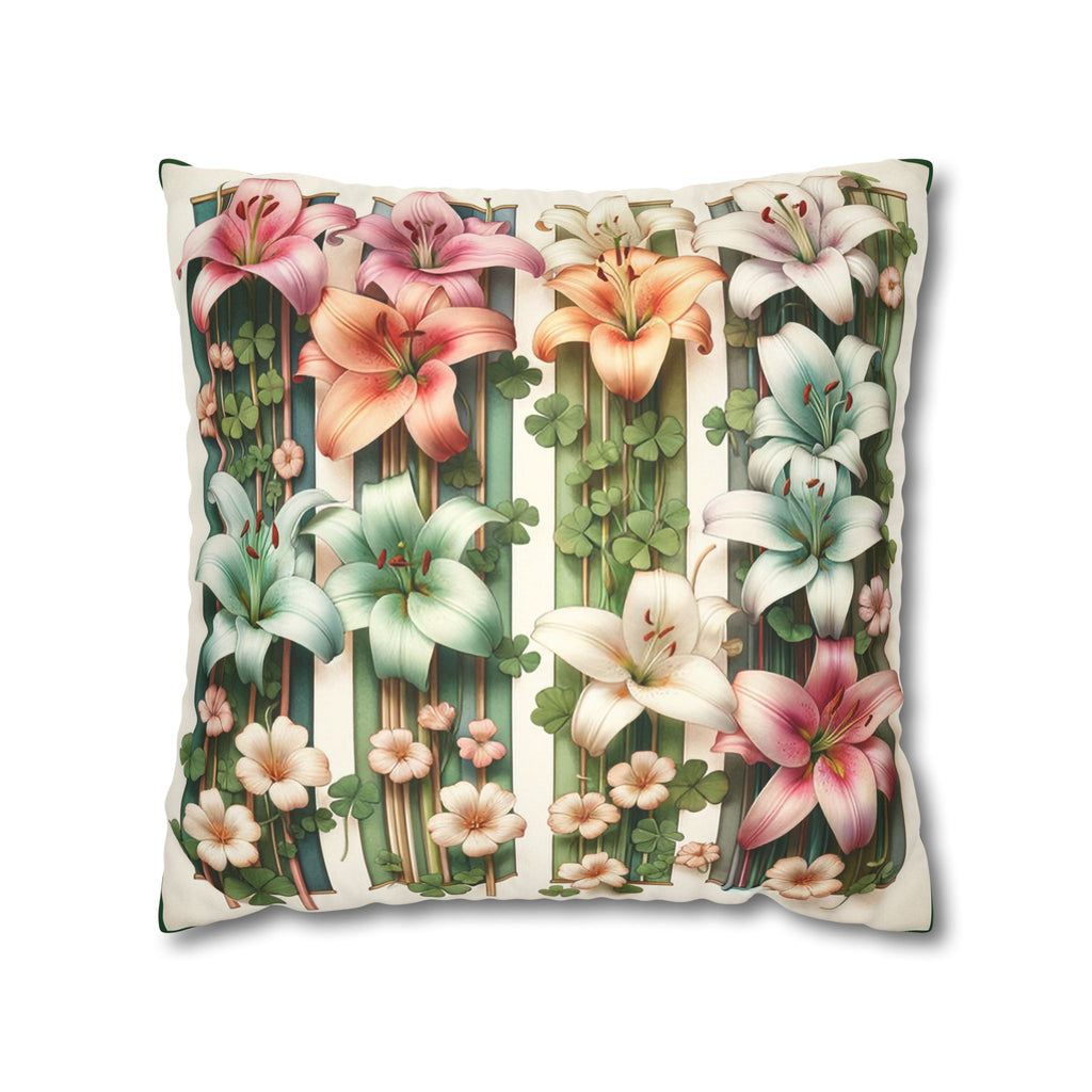 Lilies on a wall - Suede Square Pillowcase