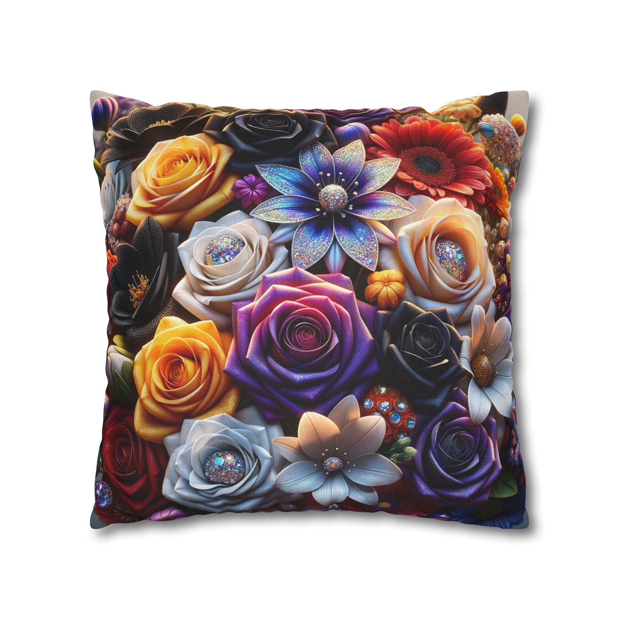 Colourful Bouquet (big flowers) - Polyester Square Pillowcase
