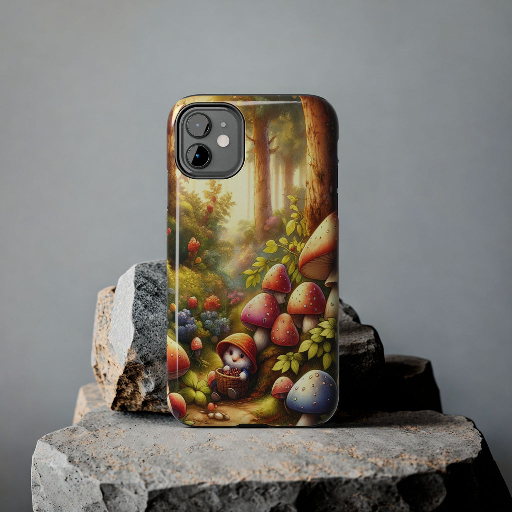 Gnomes sitting under mushroom - Tough Phone Case