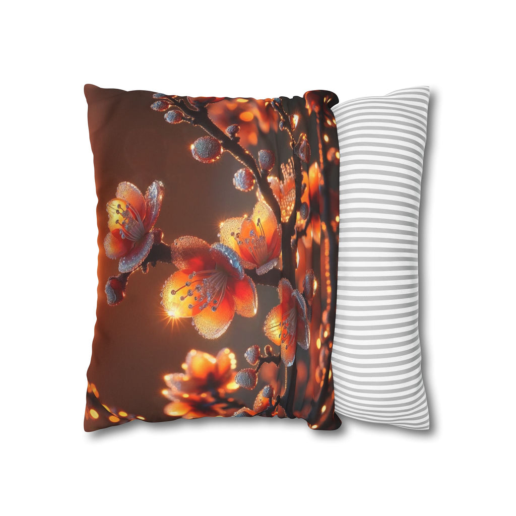 Orange-red flowers - Suede Square Pillowcase