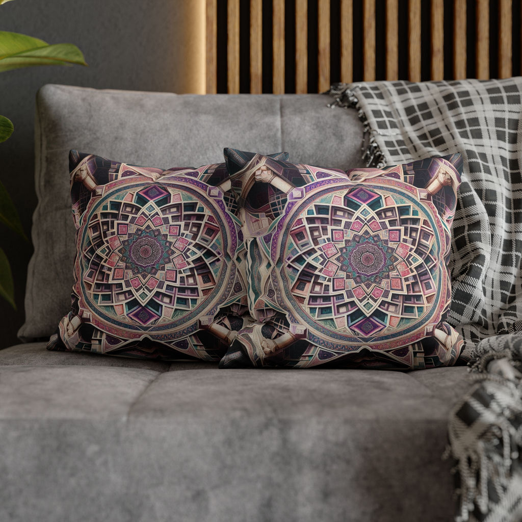 Persian art, grey-pink - Polyester Square Pillowcase