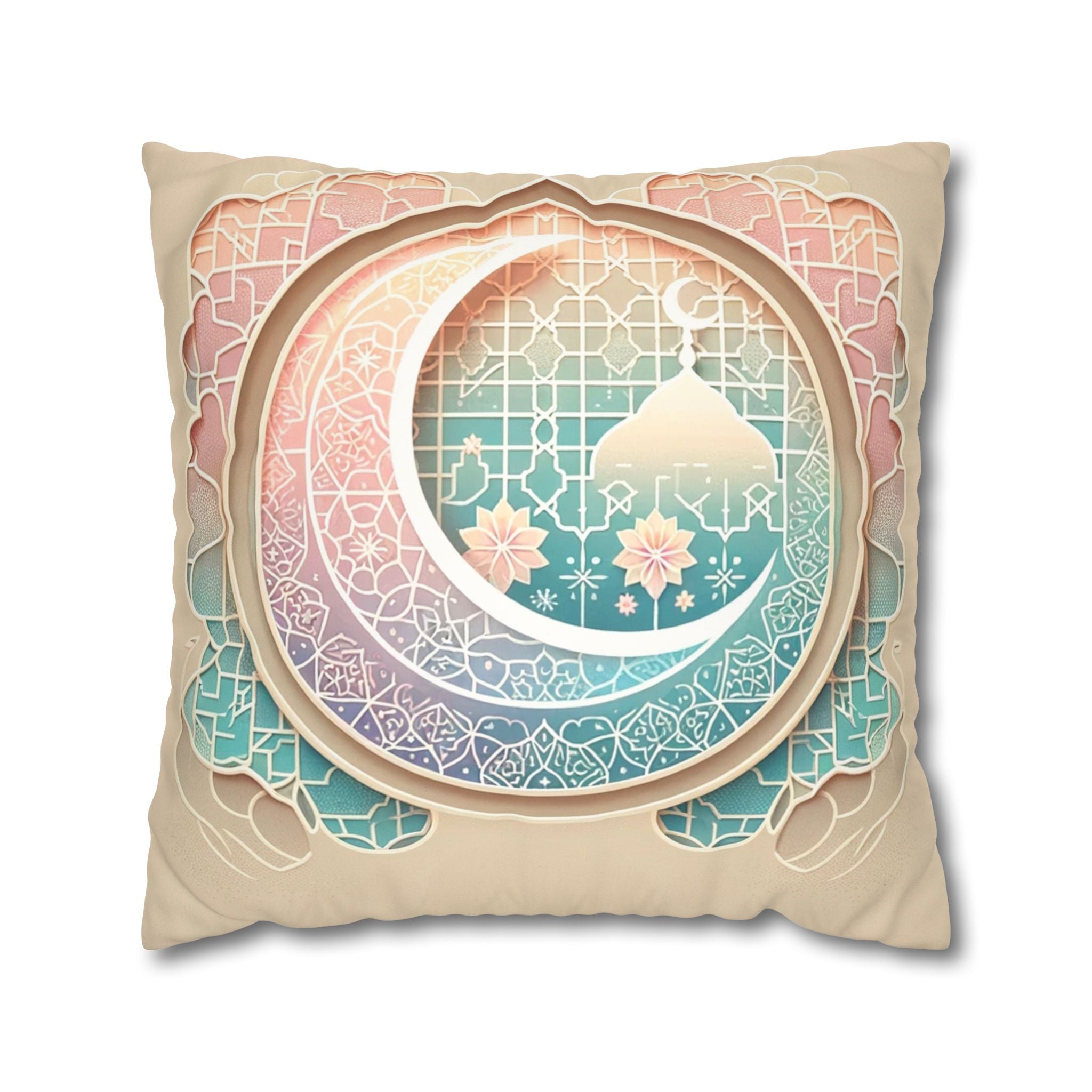 Islamic Art (pastel pink and green) - Suede Square Pillowcase