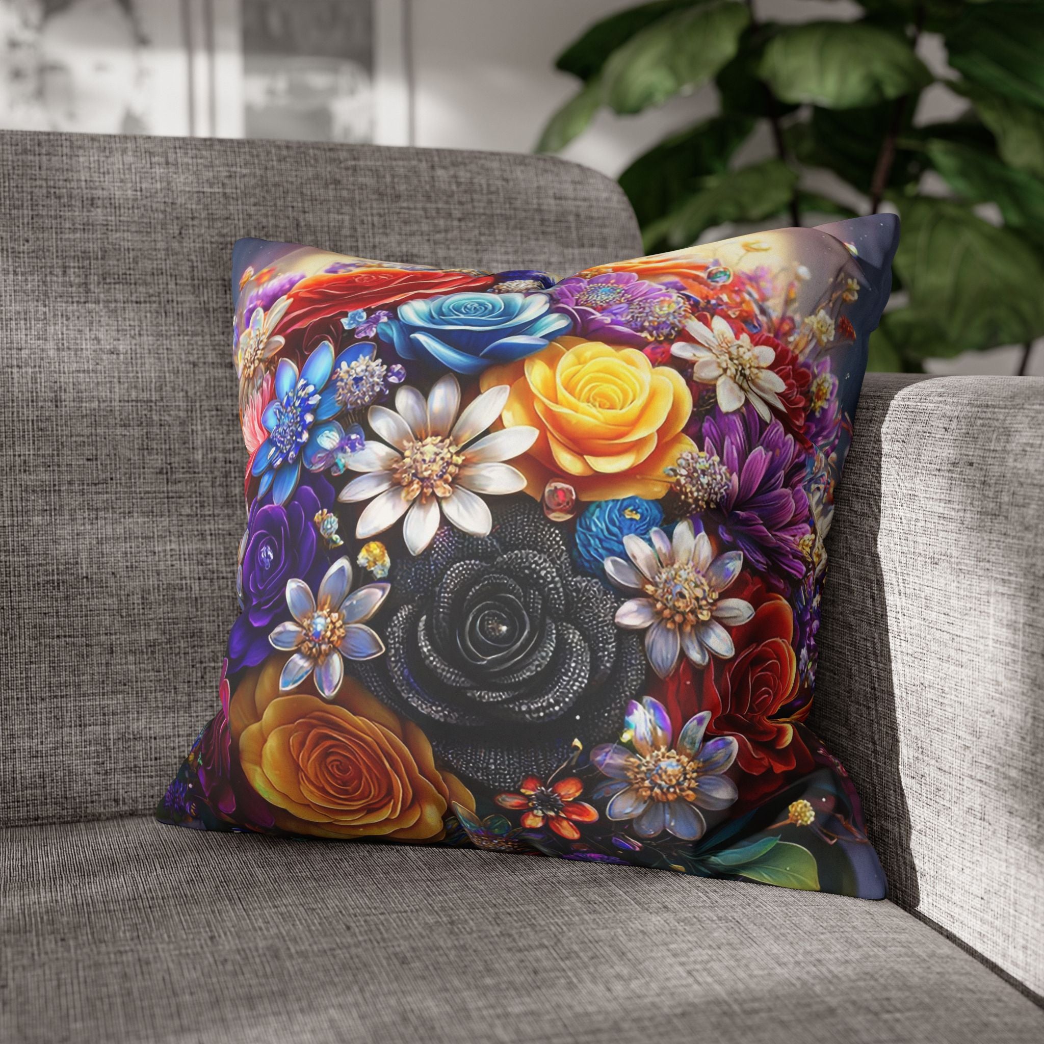Bouquet of colourful flowers (in the sun) - Suede Square Pillowcase