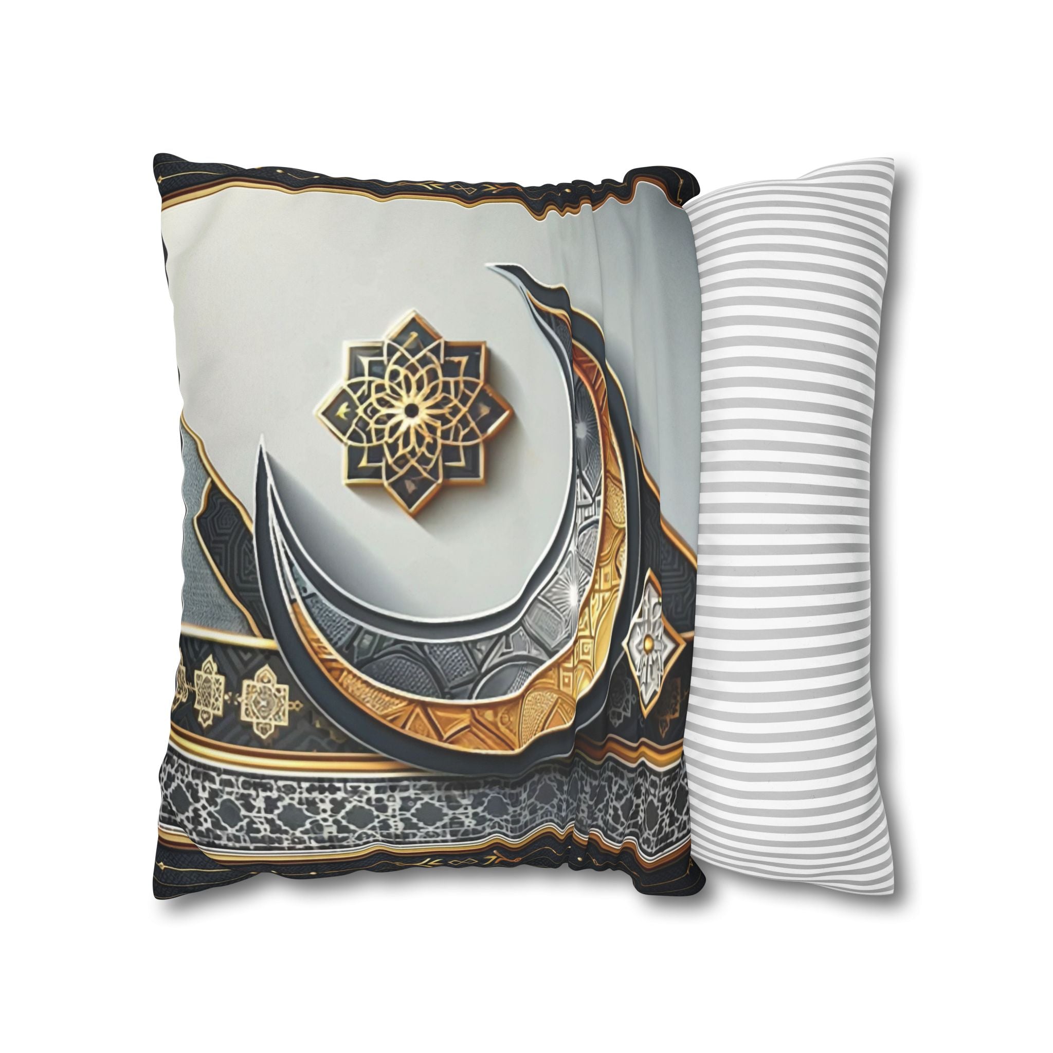 Islamic Art (gold & silver moon)) - Suede Square Pillowcase