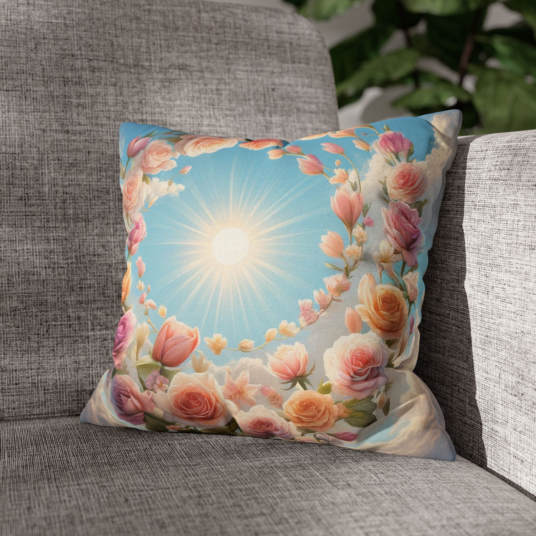 Roses in a circle - Polyester Square Pillowcase