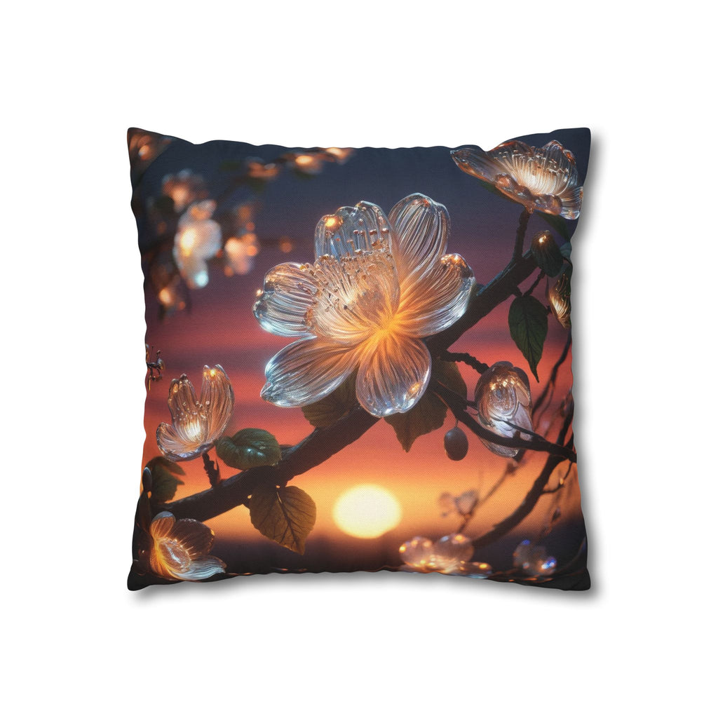 Diamond-white flowers (in sunset) - Polyester Square Pillowcase