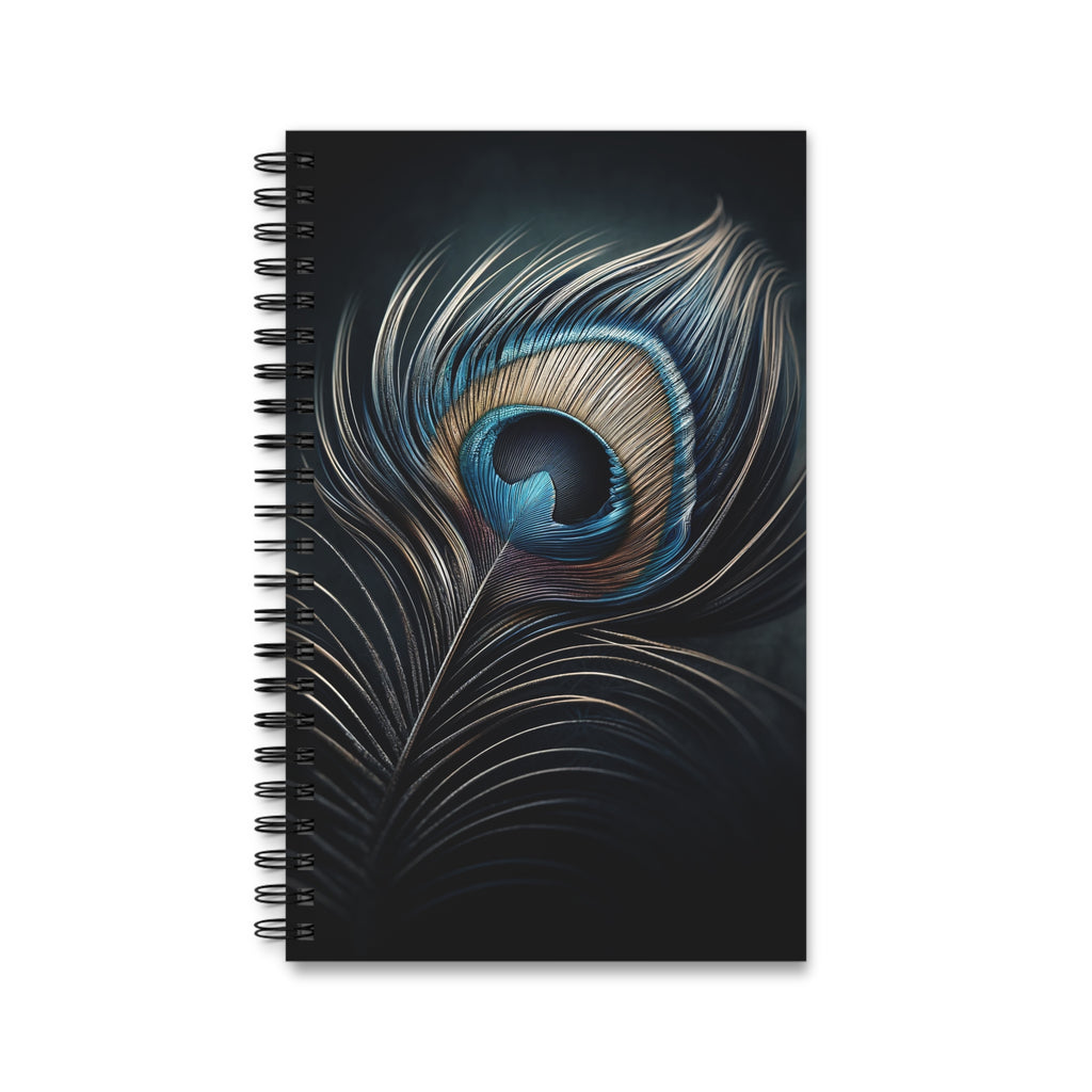 Fantasy Peacock Feather (Silver-Blue) - Spiral Journal