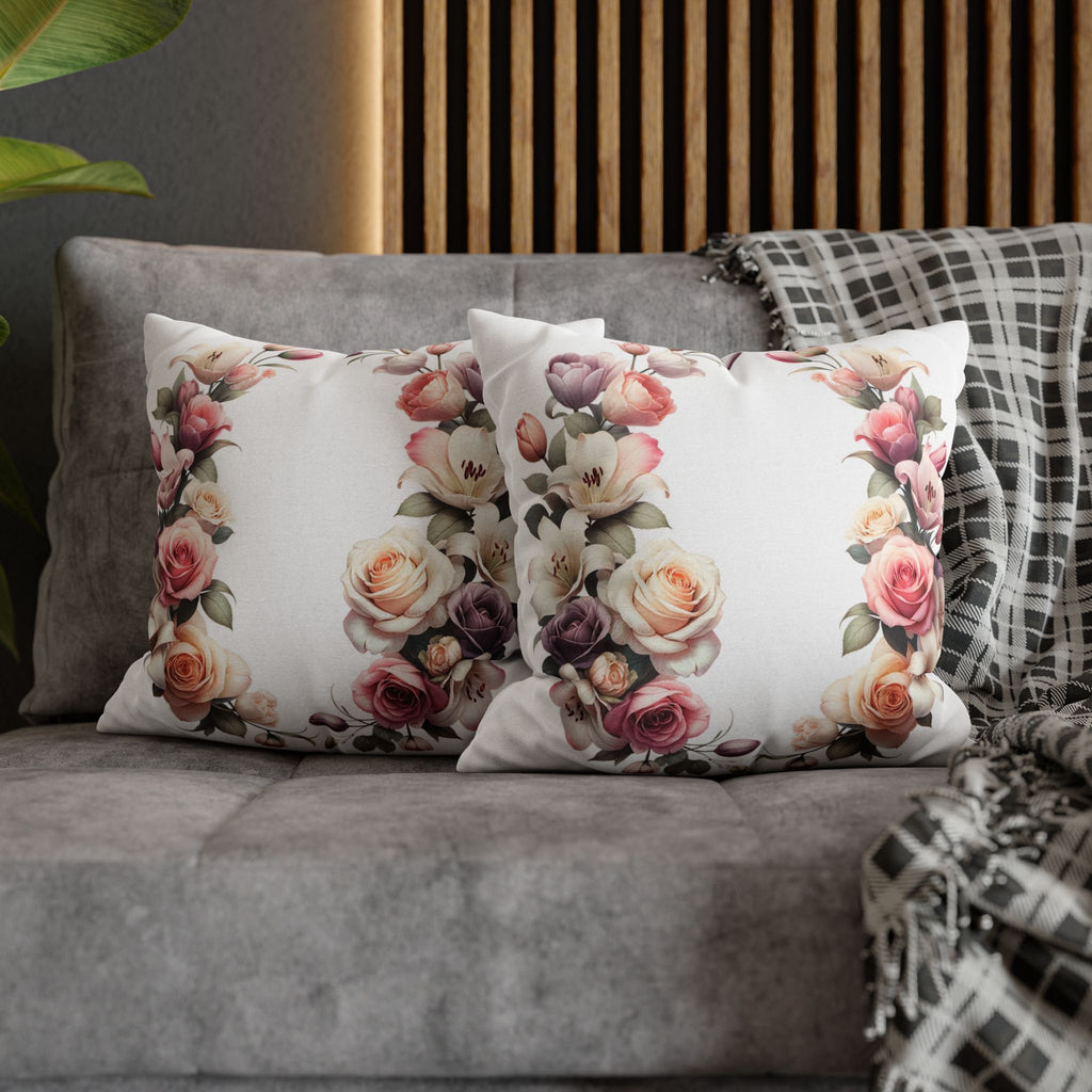 Roses on white background - Polyester Square Pillowcase