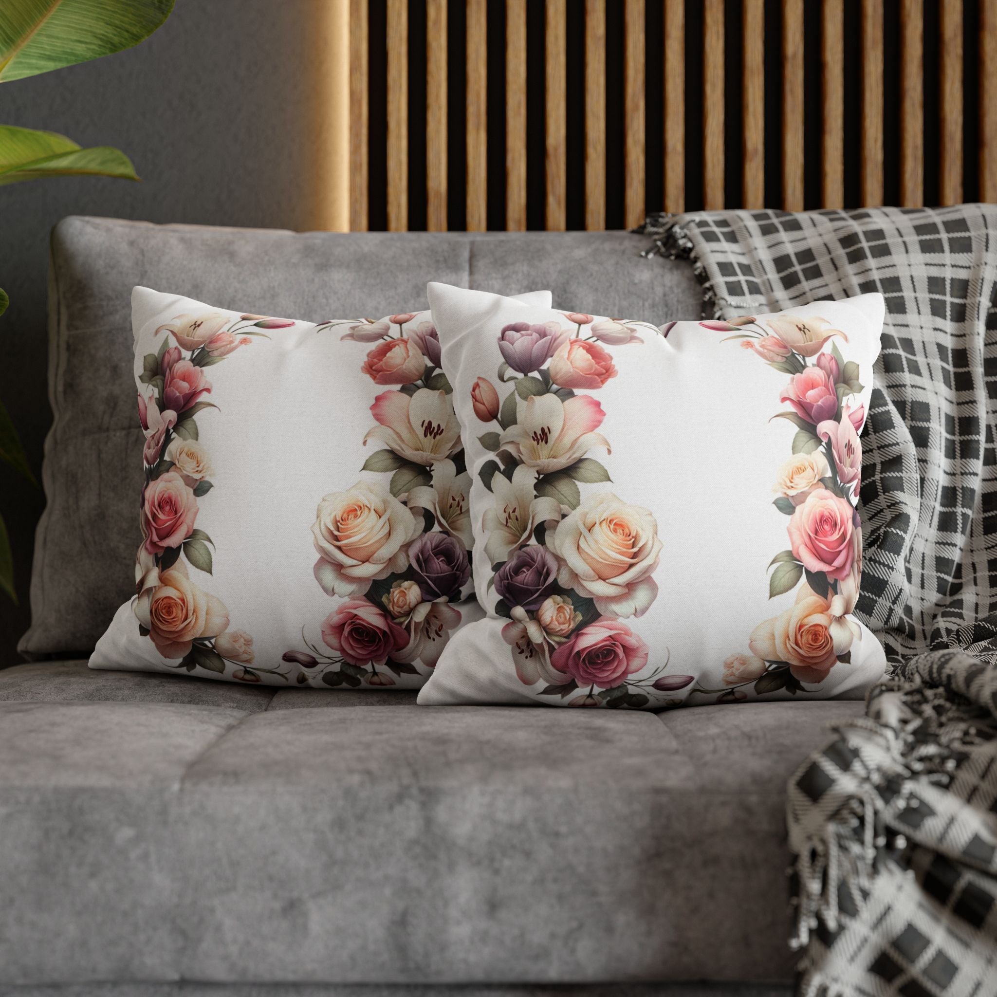 Roses on white background - Polyester Square Pillowcase