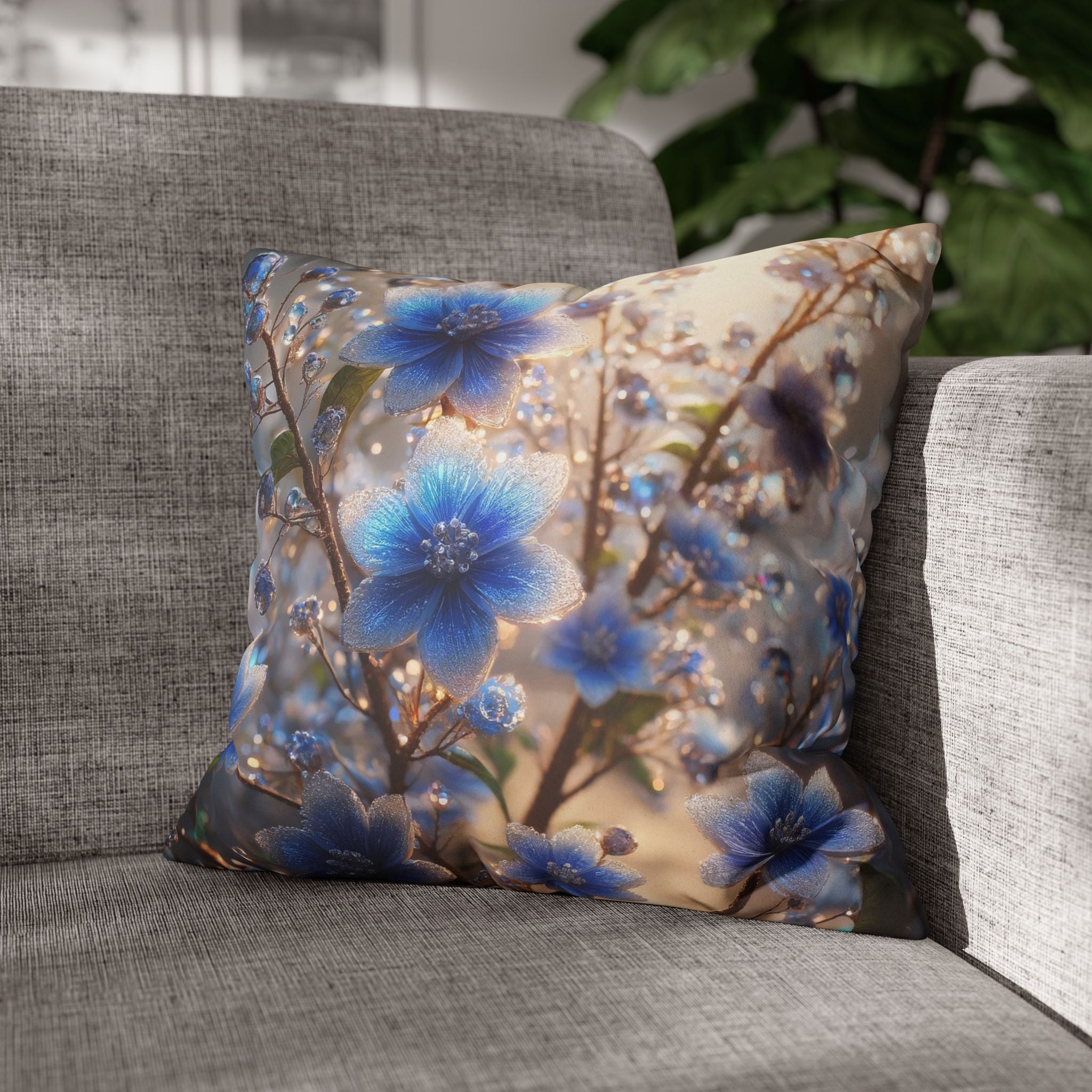 Blue flowers (in sunlight) - Suede Square Pillowcase