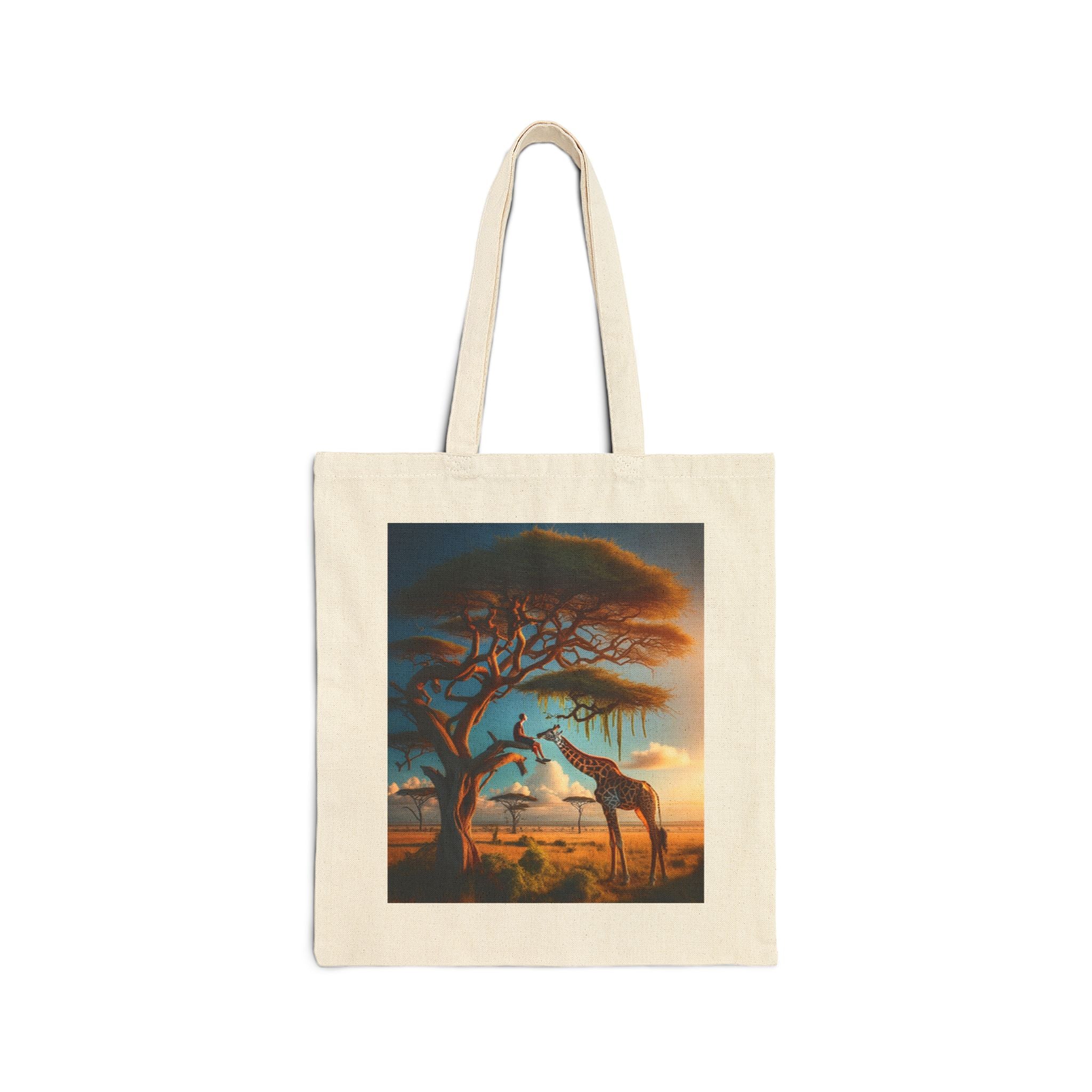 African Sunset Giraffe - Cotton Canvas Tote Bag