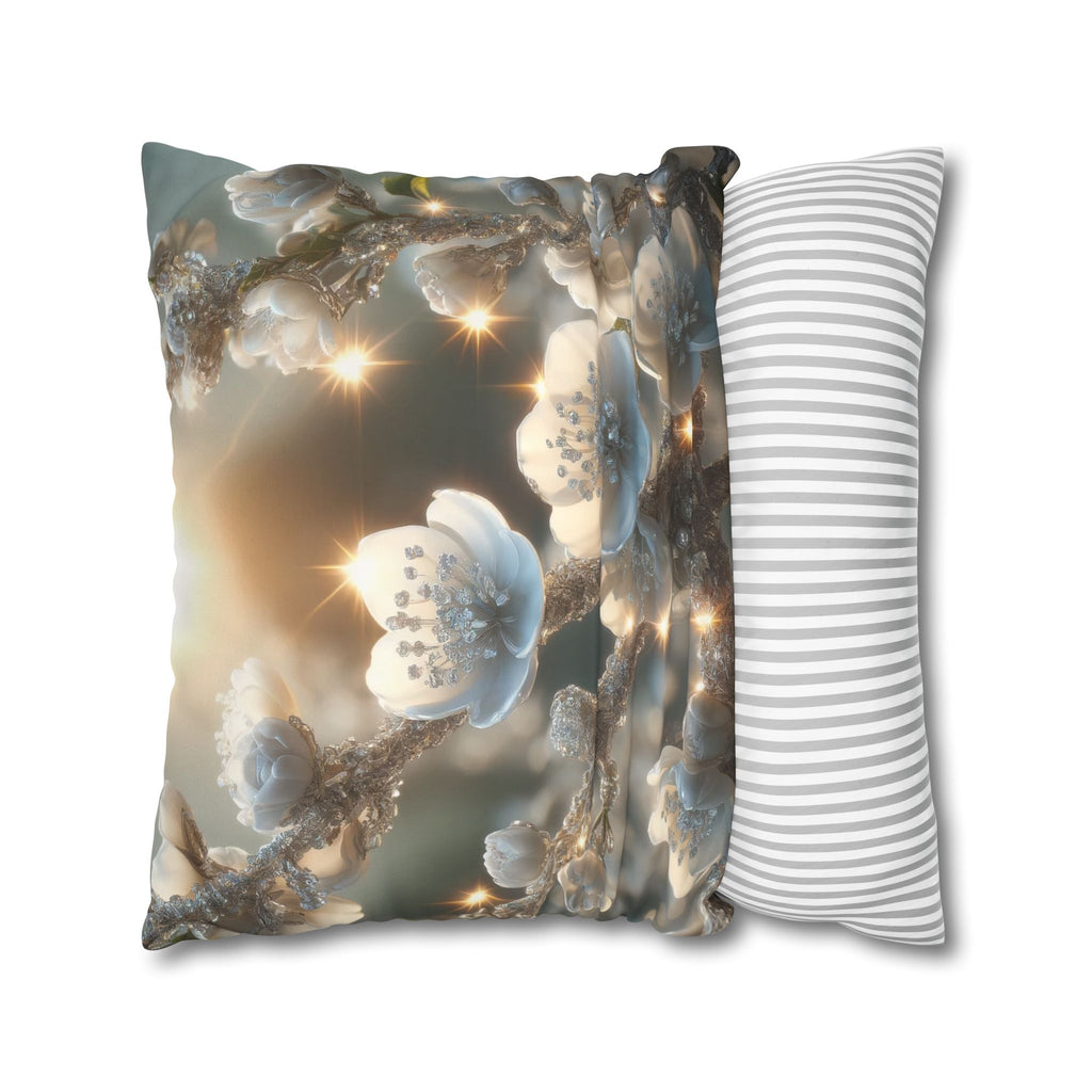 Silver, diamond flowers - Suede Square Pillowcase