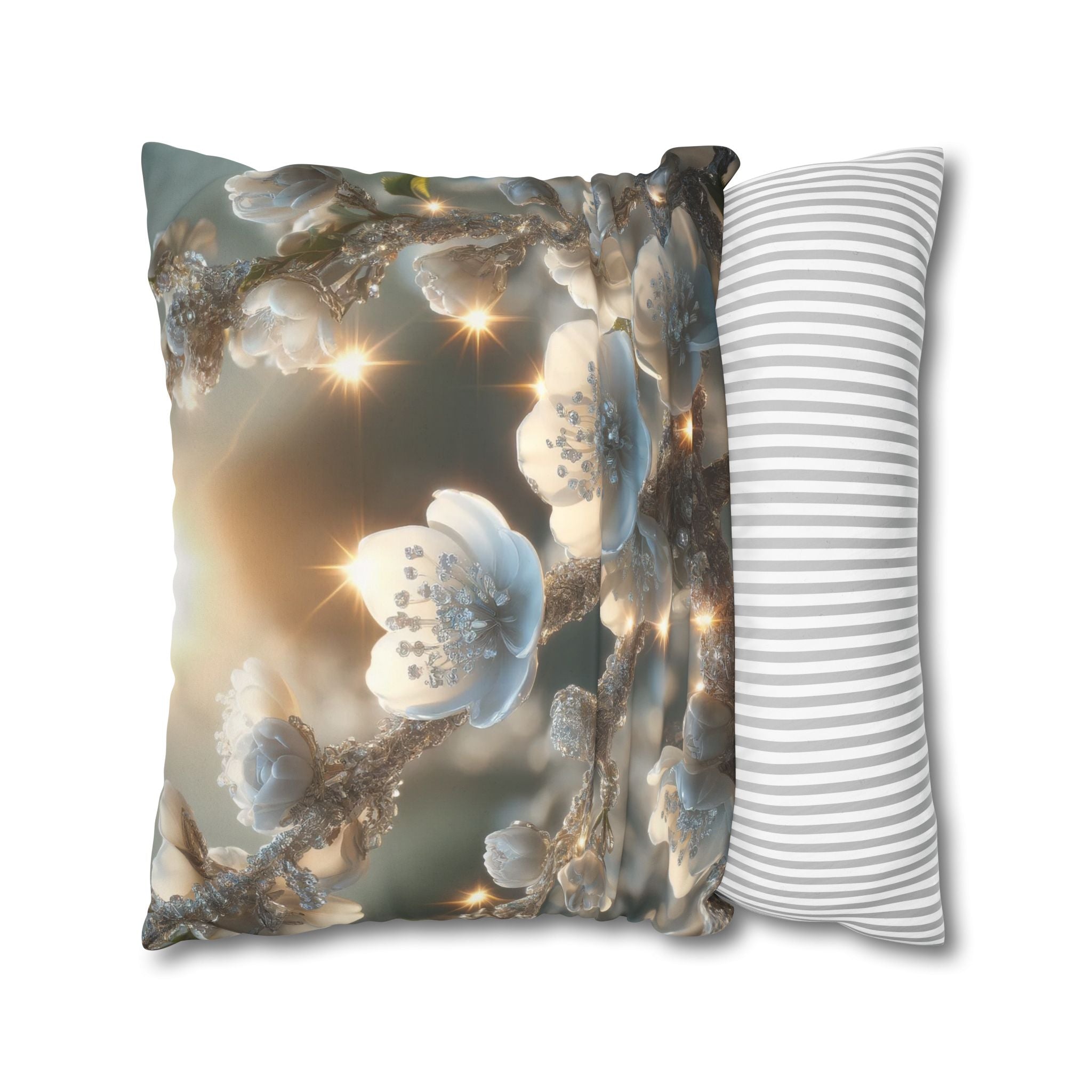 Silver, diamond flowers - Suede Square Pillowcase