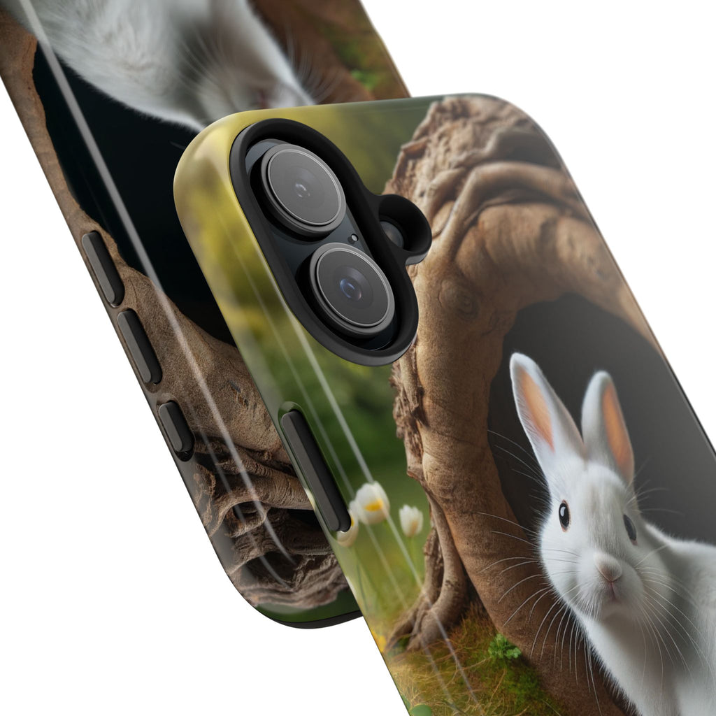 White curious rabbit - Tough Phone Case