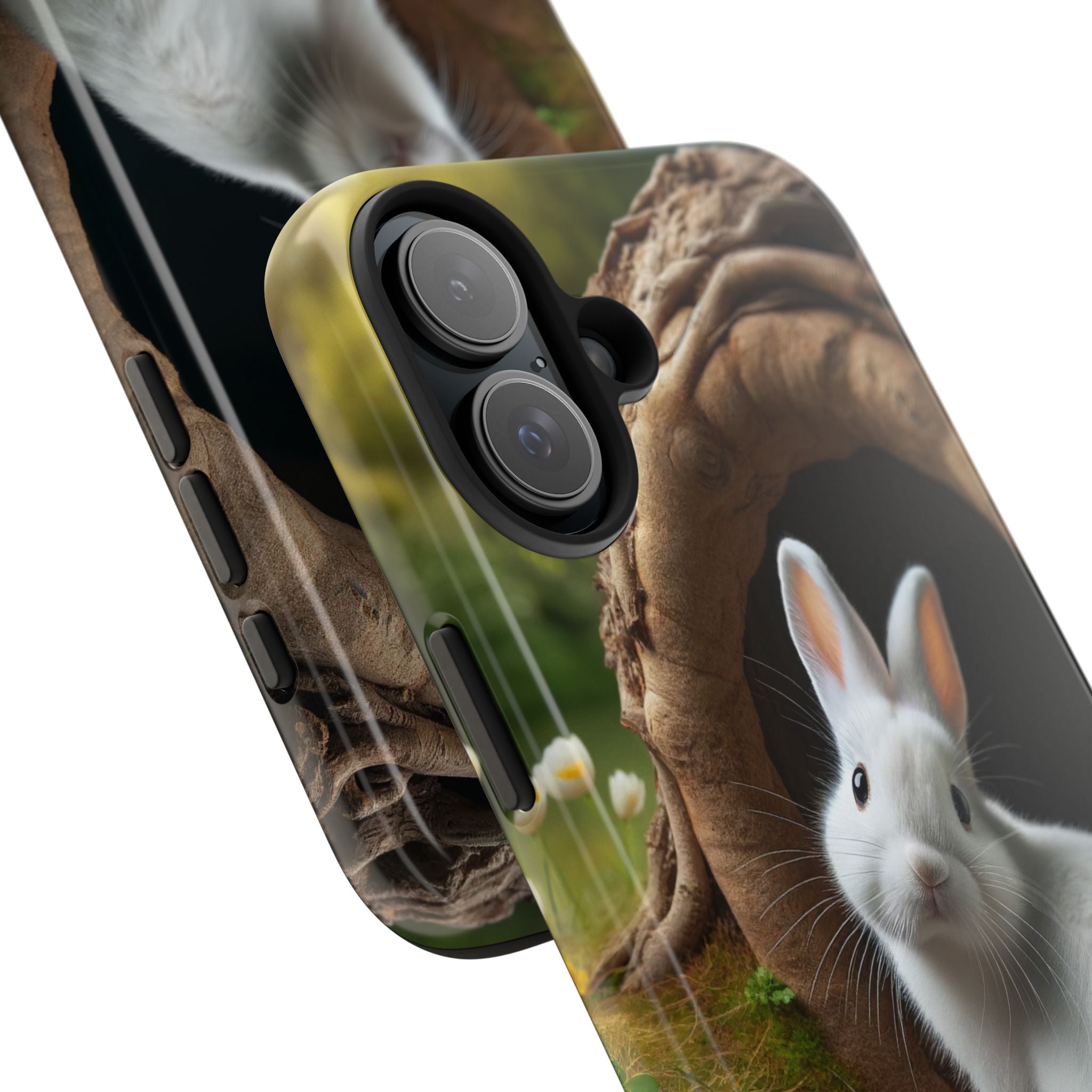 White curious rabbit - Tough Phone Case