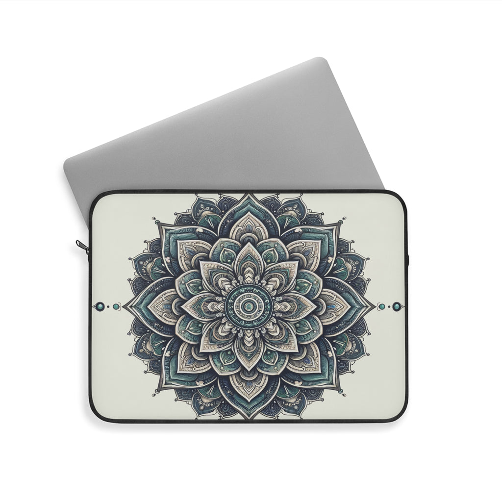 Grey and green Mandala - Laptop Sleeve