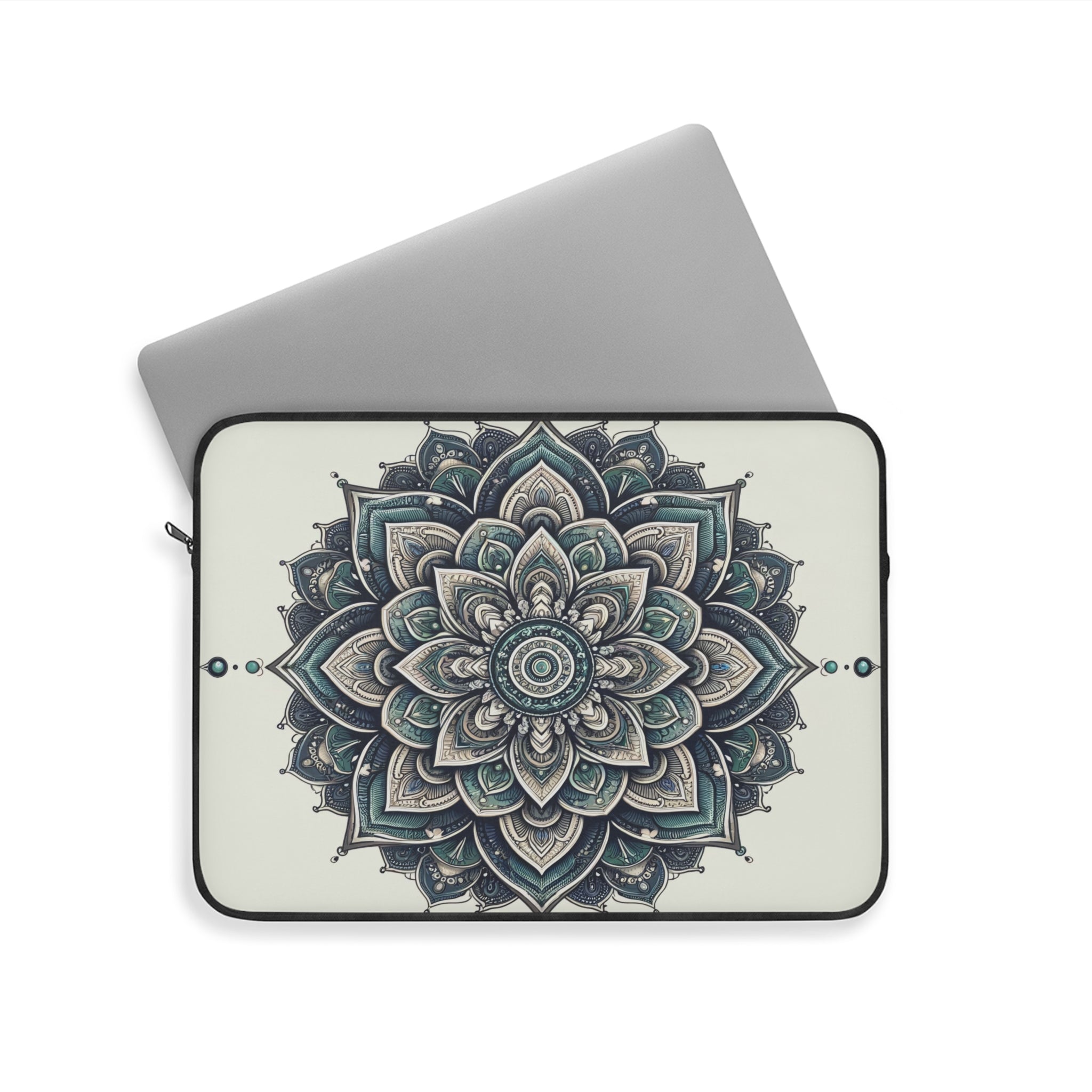 Grey and green Mandala - Laptop Sleeve