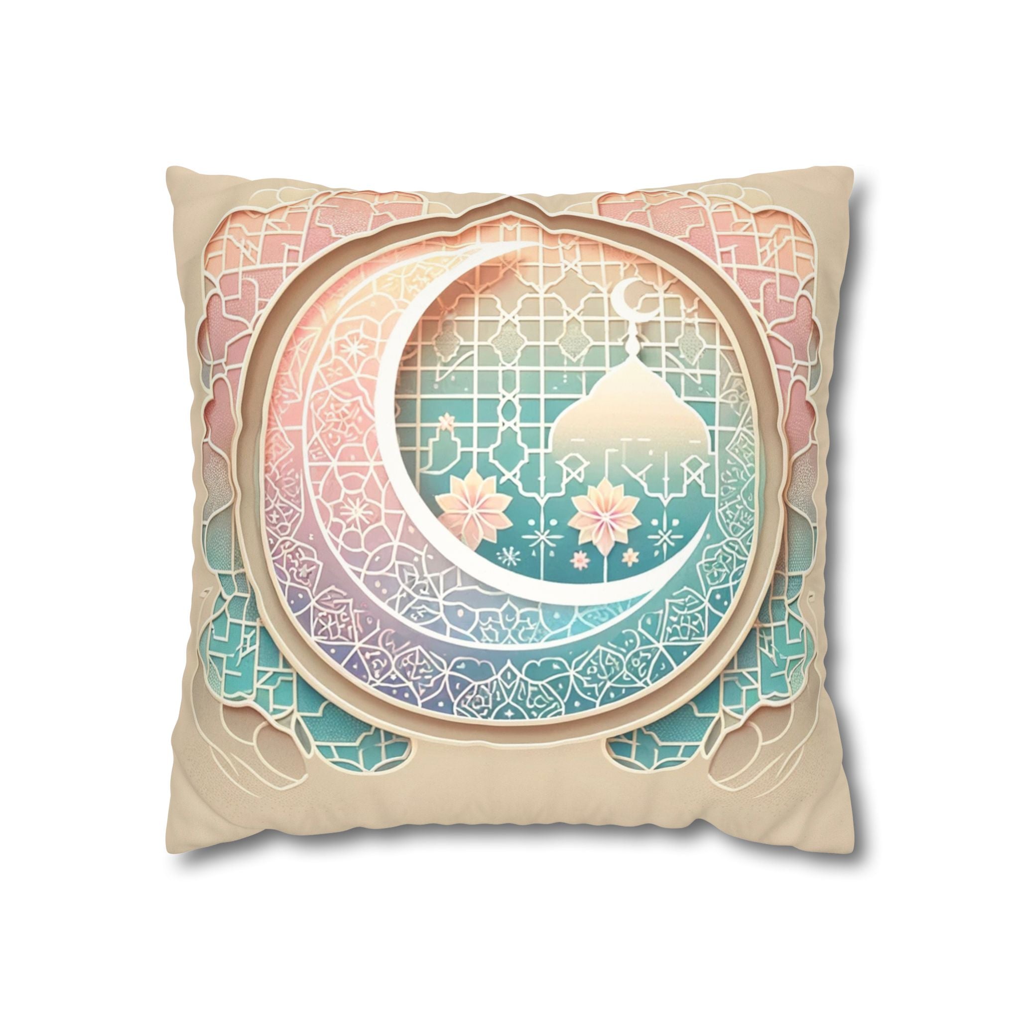 Islamic Art (pastel pink and green) - Suede Square Pillowcase