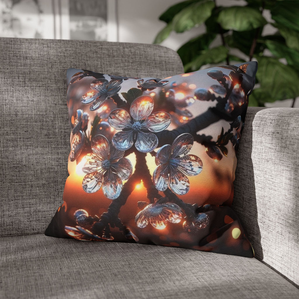 A branch full of white flowers - Polyester Square Pillowcase