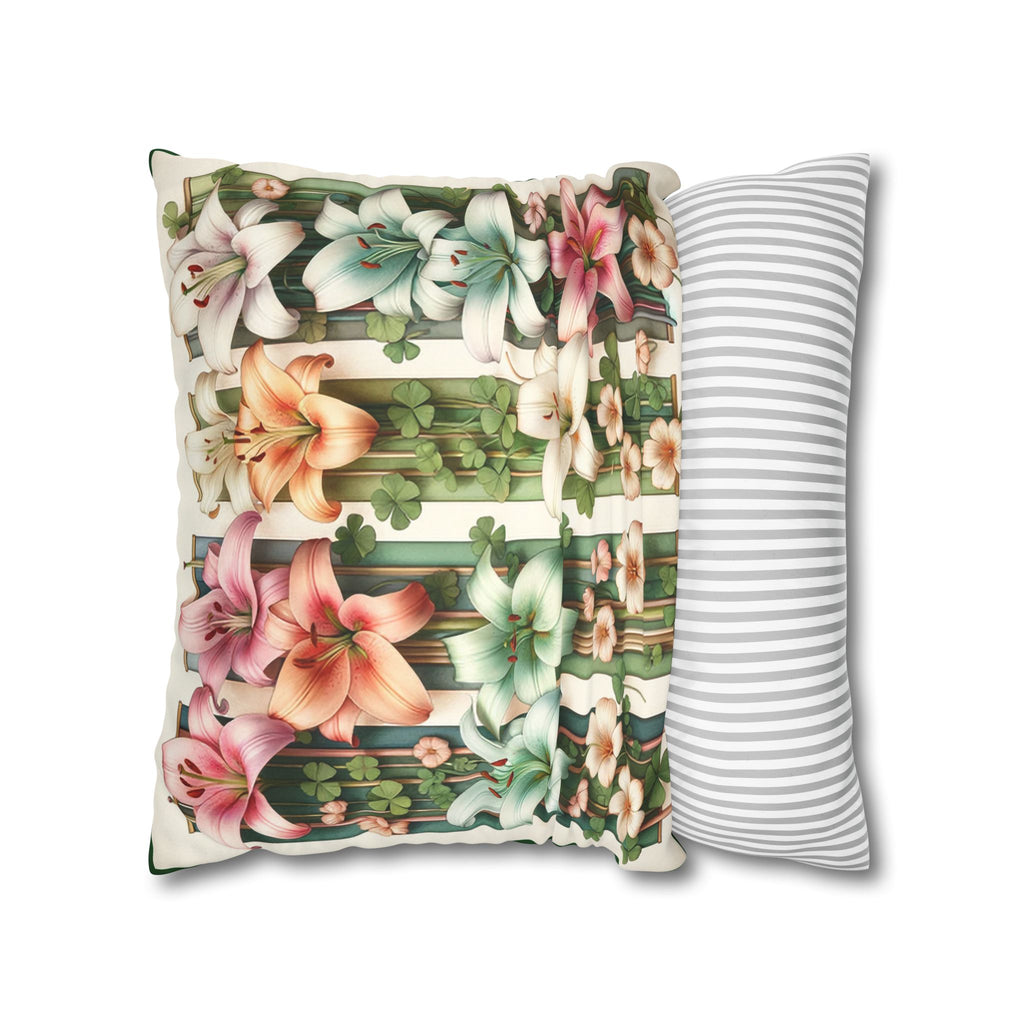 Lilies on a wall - Suede Square Pillowcase