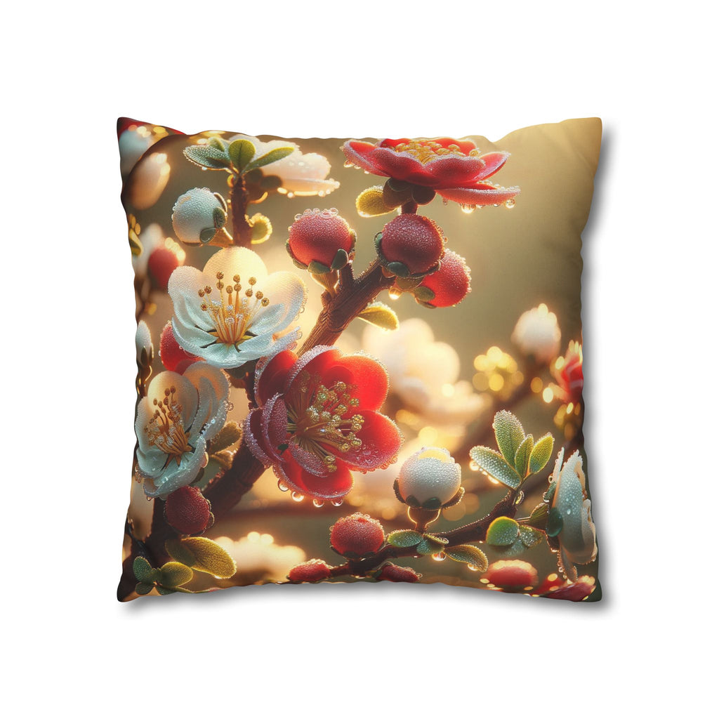 Red and white flowers - Suede Square Pillowcase