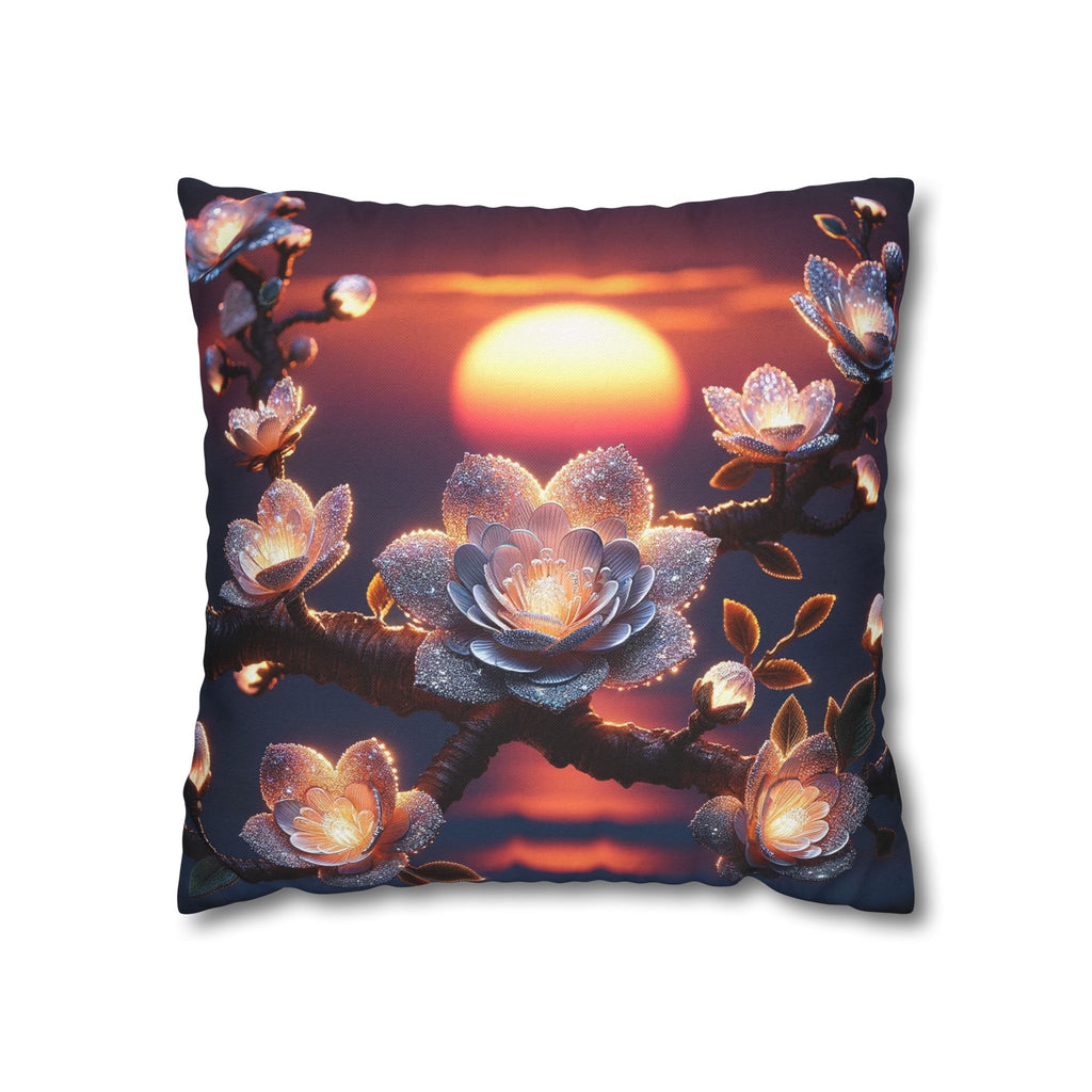 White flowers in the night - Polyester Square Pillowcase