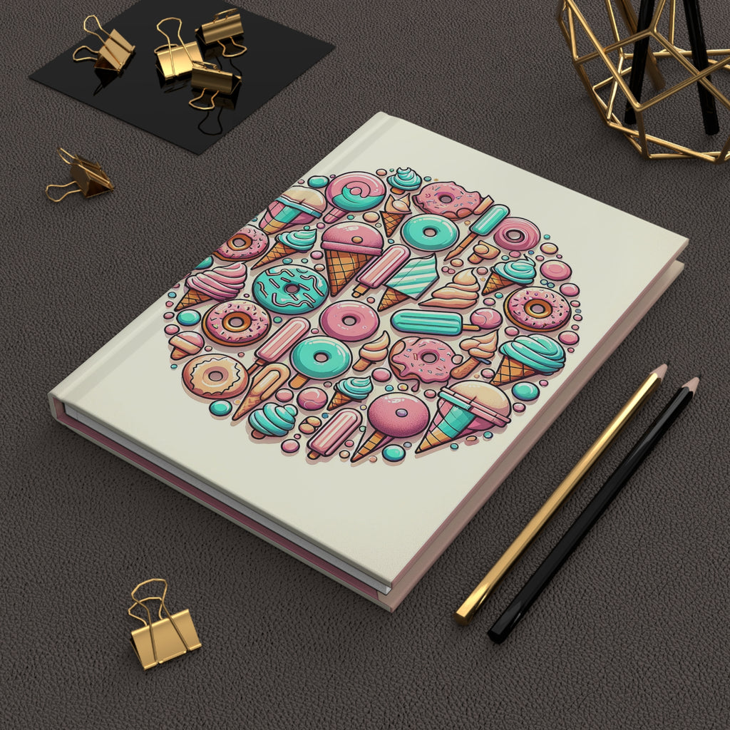 Circle of donuts and ice cream - Hardcover Notebook