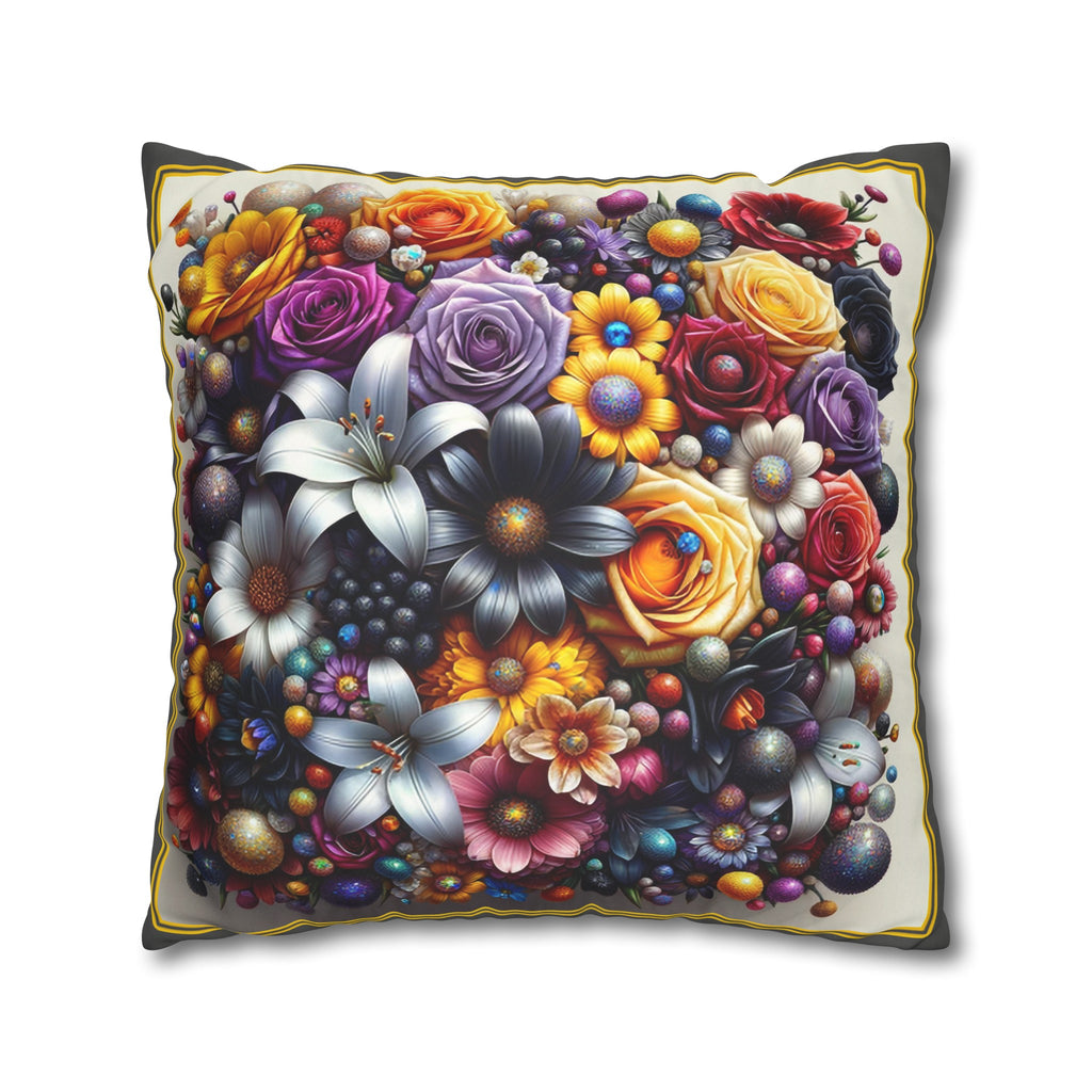 Colourful Bouquet (3) - Suede Square Pillowcase
