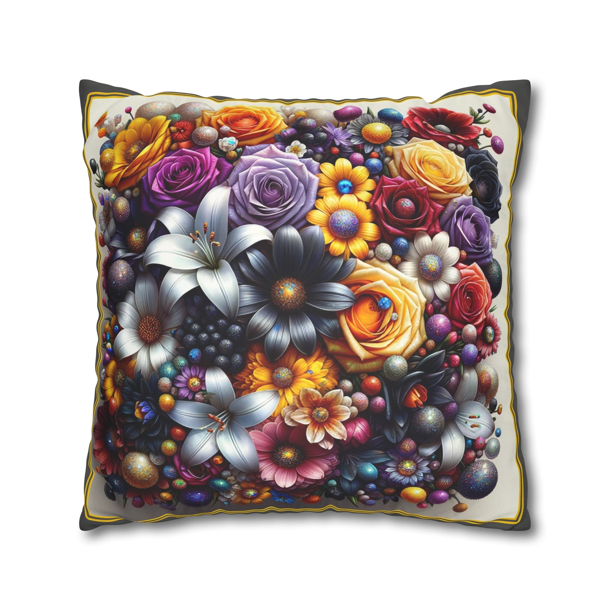 Colourful Bouquet (3) - Suede Square Pillowcase