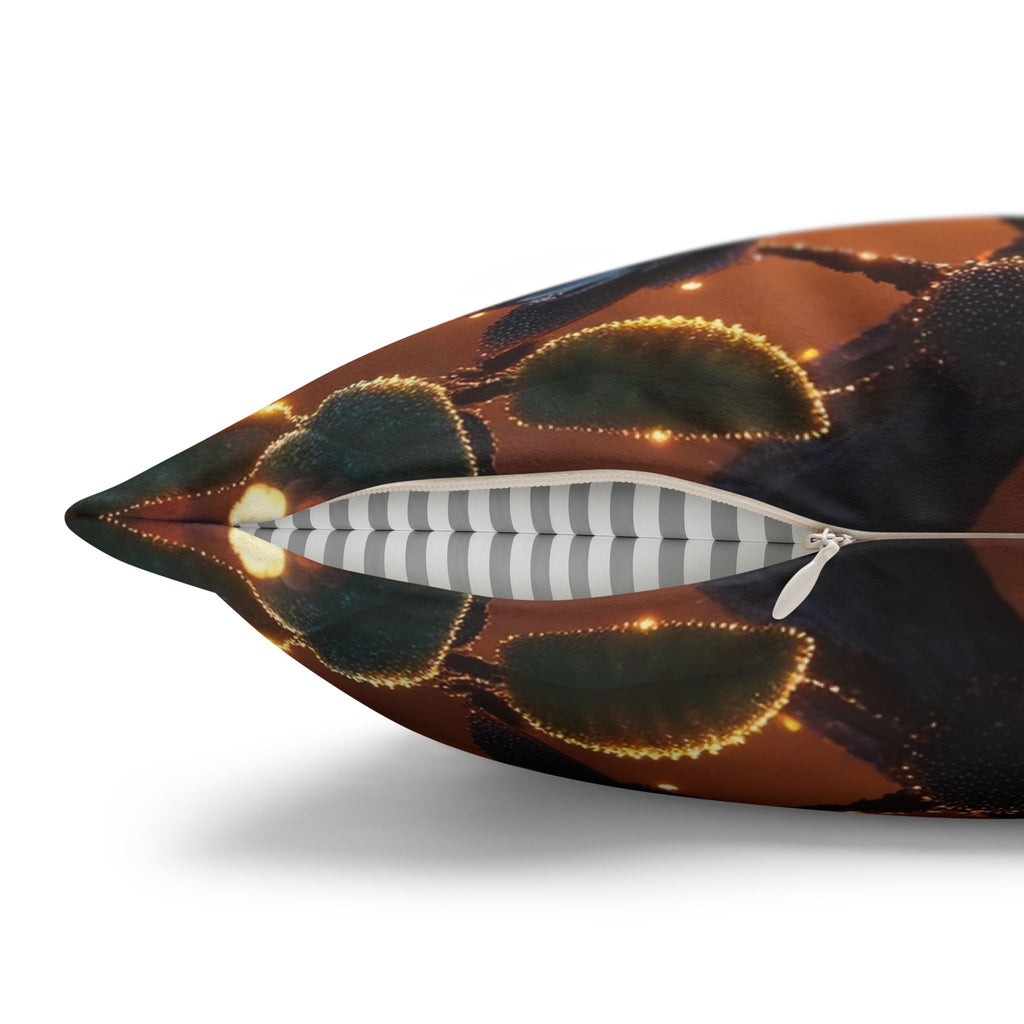 Black flowers in sunset- Suede Square Pillowcase