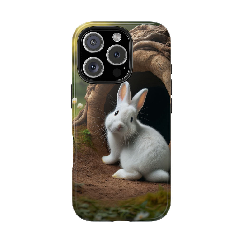 White curious rabbit - Tough Phone Case