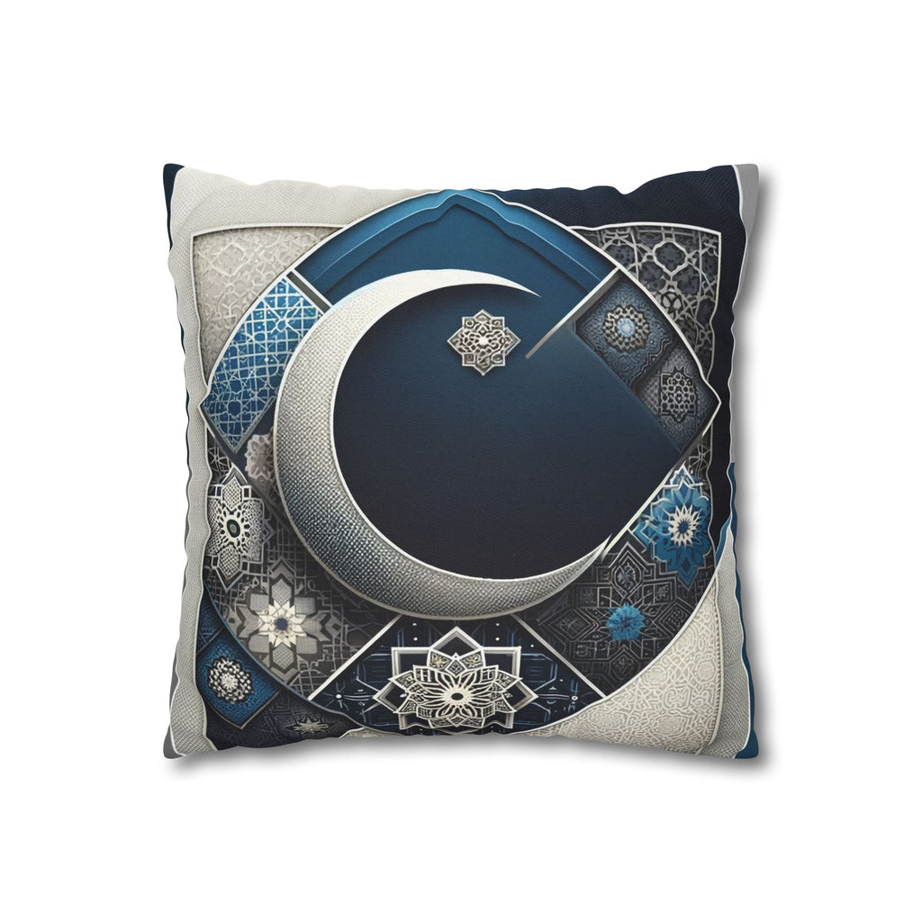 Islamic Art, Silver-blue - Polyester Square Pillowcase