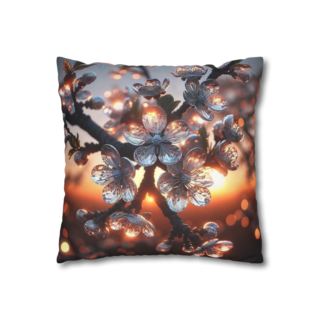 White, diamond flowers (in the evening) - Suede Square Pillowcase