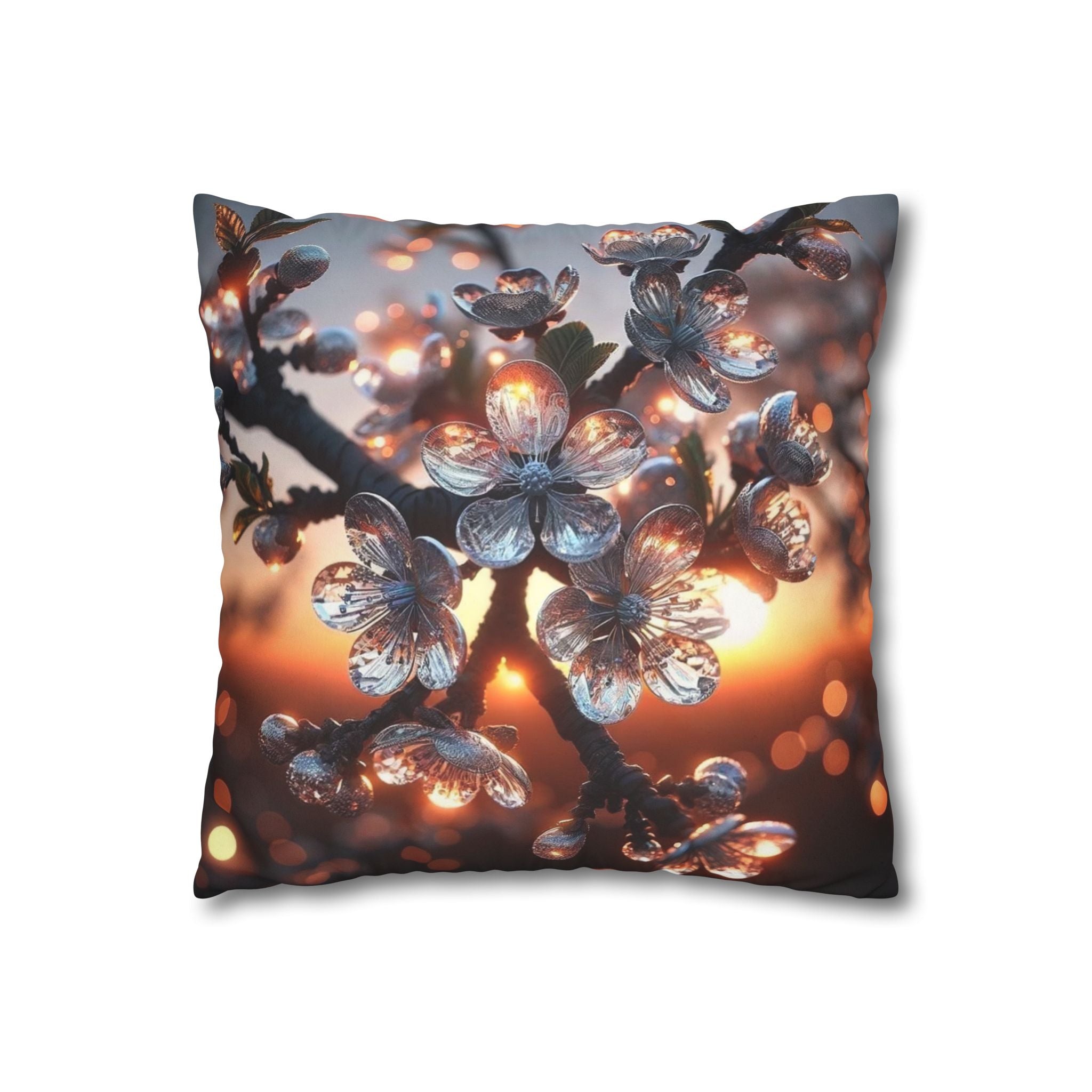 White, diamond flowers (in the evening) - Suede Square Pillowcase