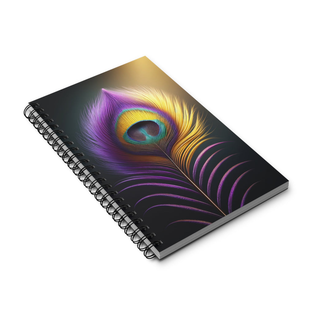 Fantasy Peacock Feather Purple-Yellow (2) - Spiral Journal