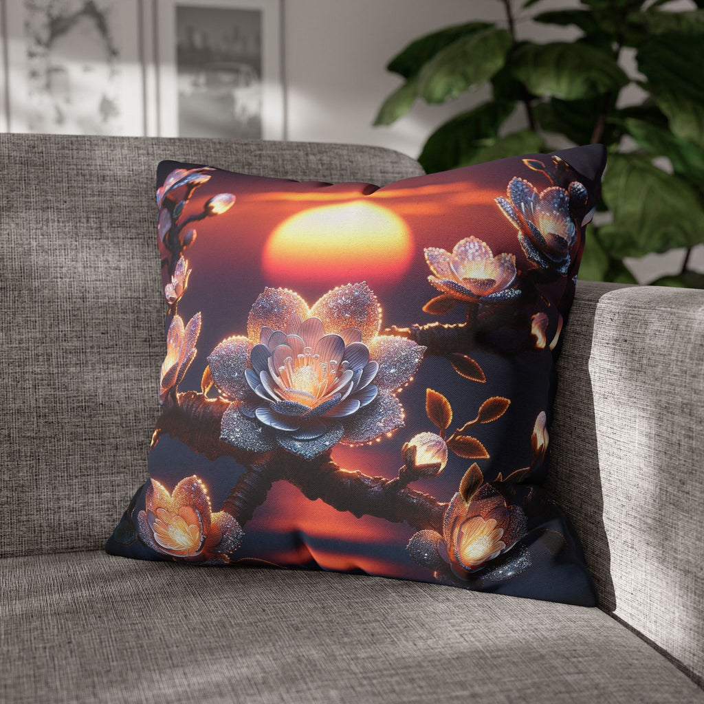 White flowers in the night - Polyester Square Pillowcase