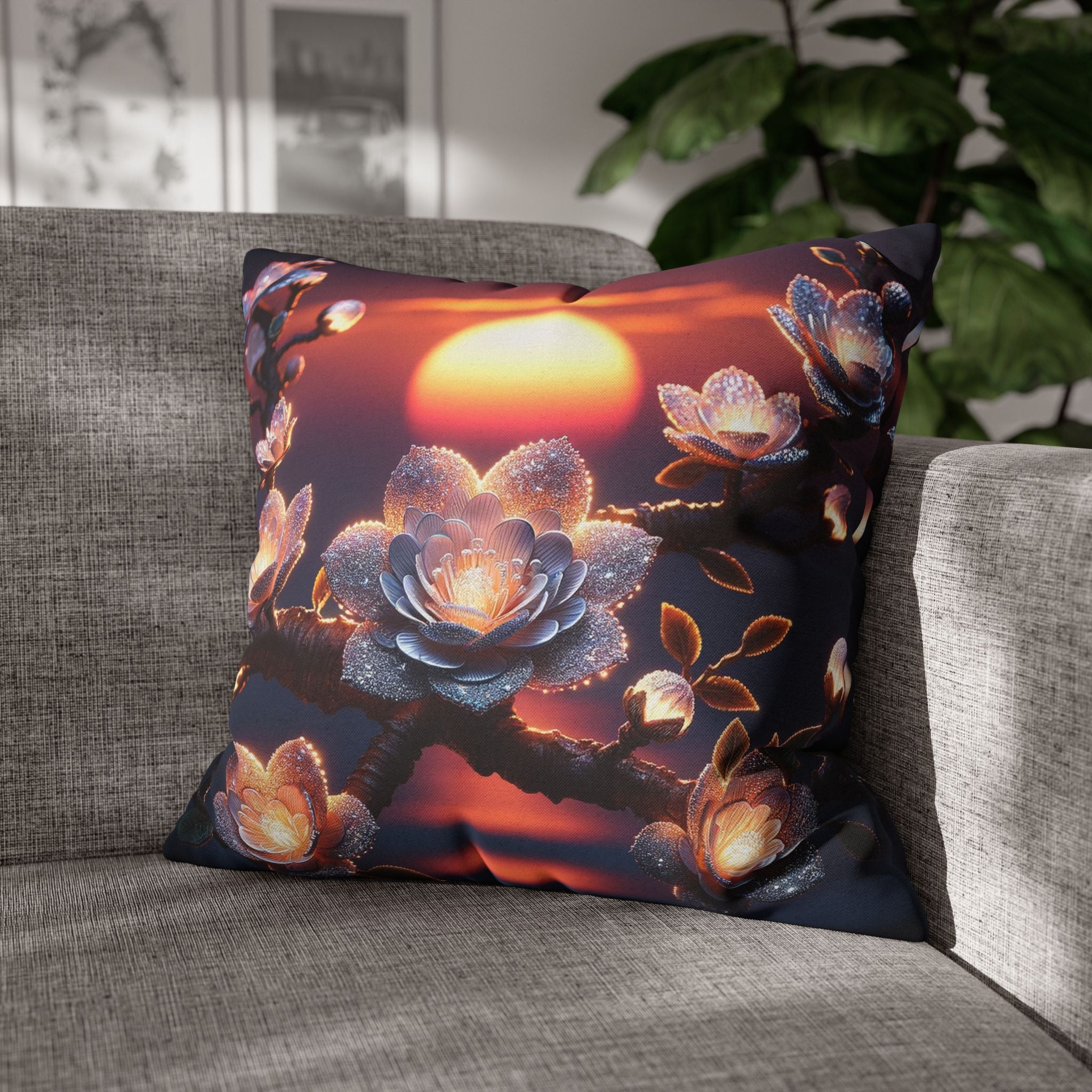 White flowers in the night - Polyester Square Pillowcase