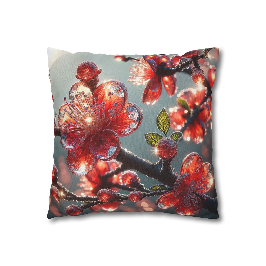 Diamond-red flowers - Polyester Square Pillowcase