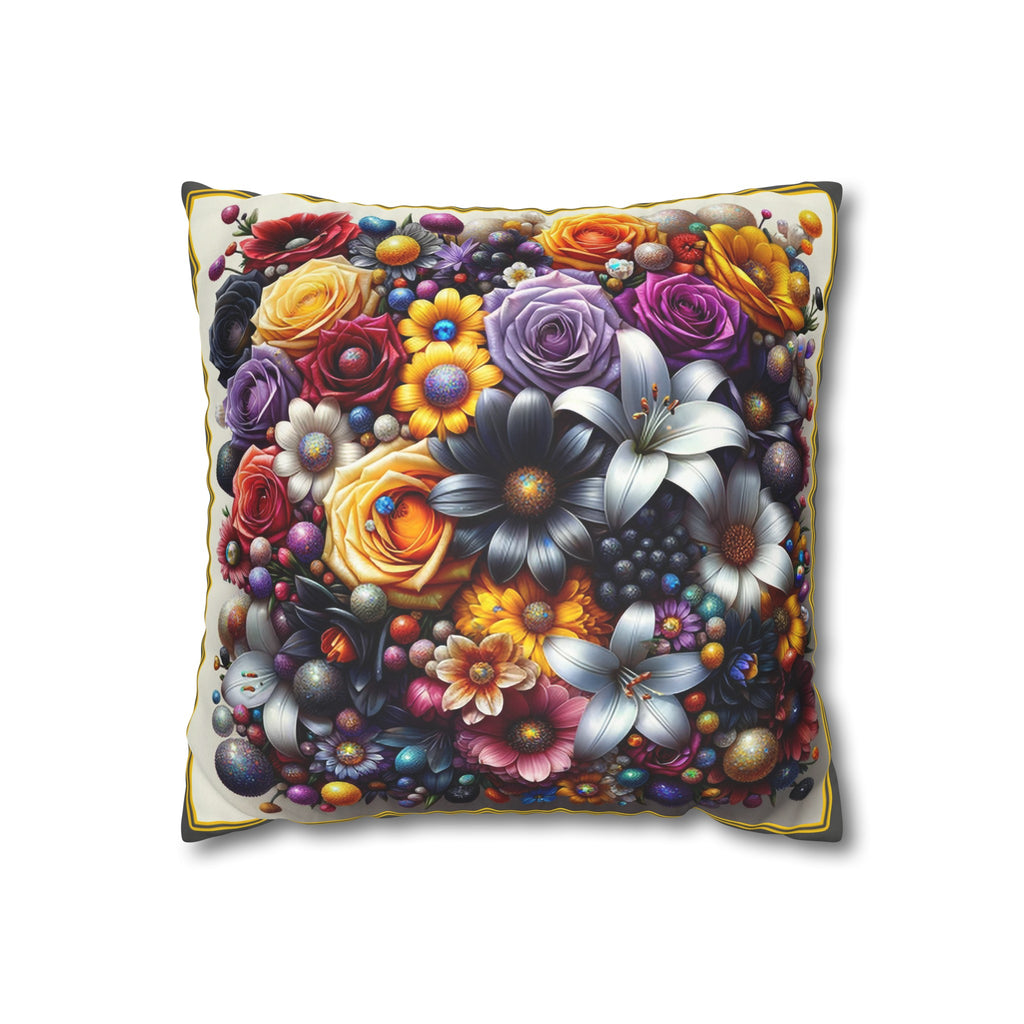 Colourful Bouquet (3) - Suede Square Pillowcase