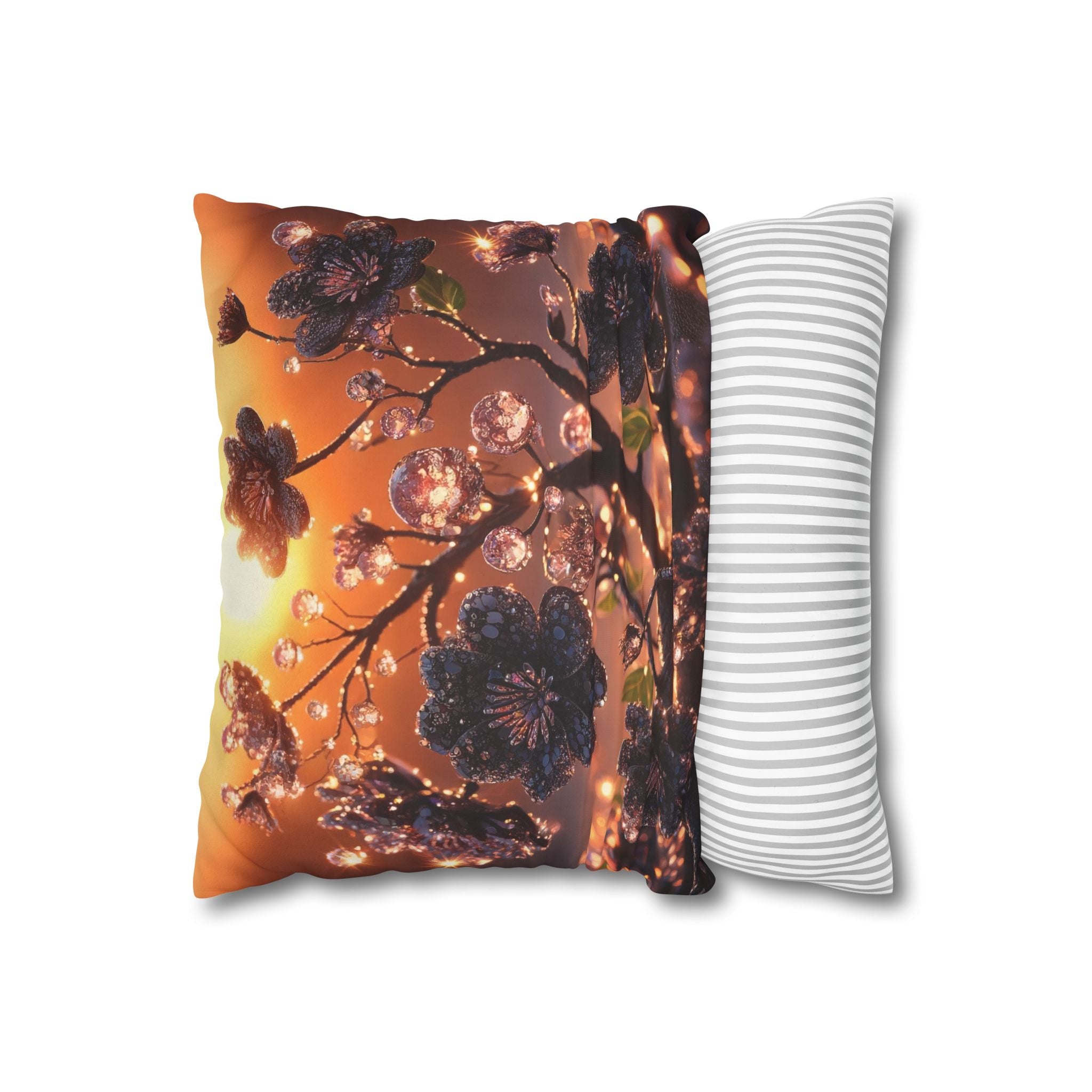 Black diamond flowers (in sunset) - Suede Square Pillowcase