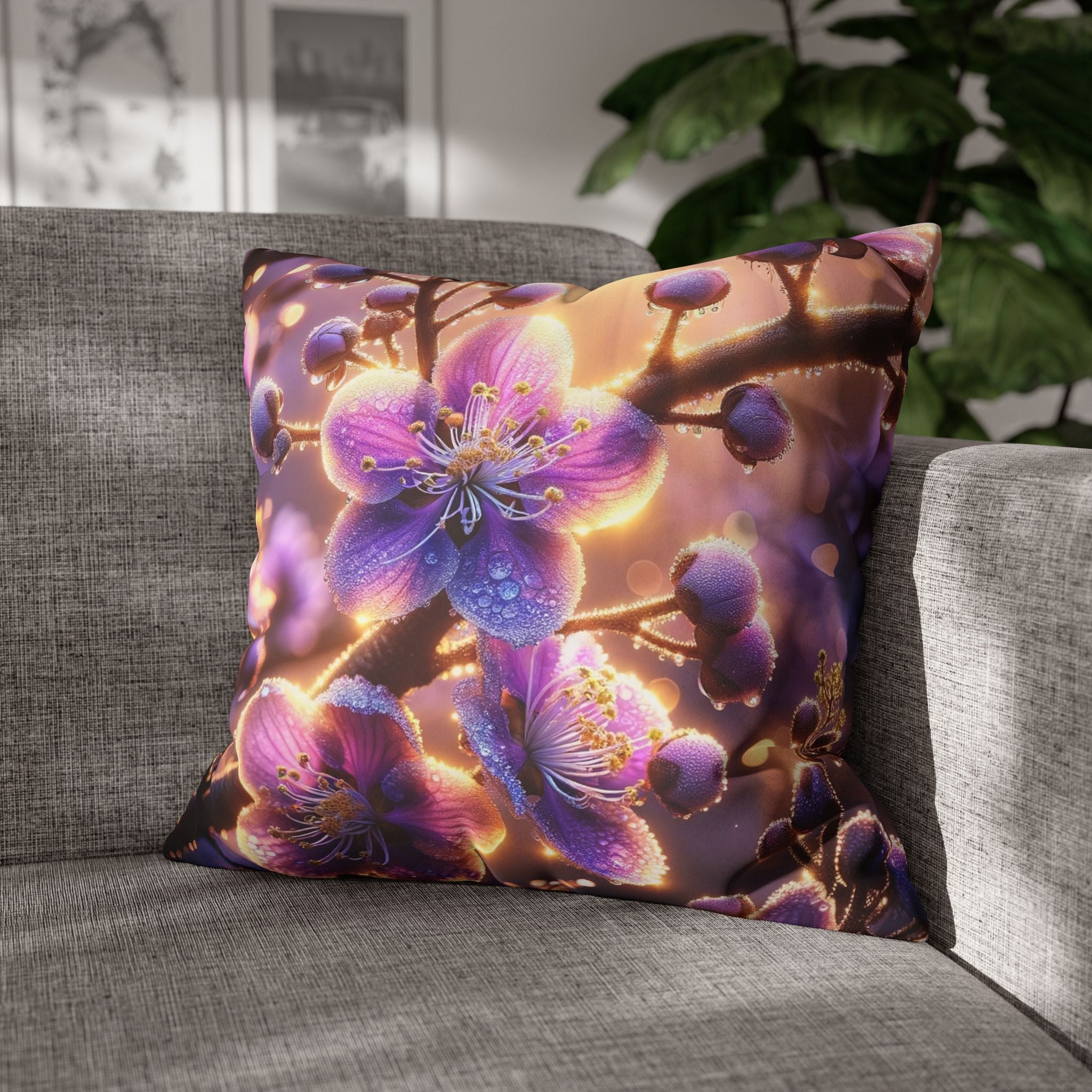 Lavender coloured flowers - Suede Square Pillowcase