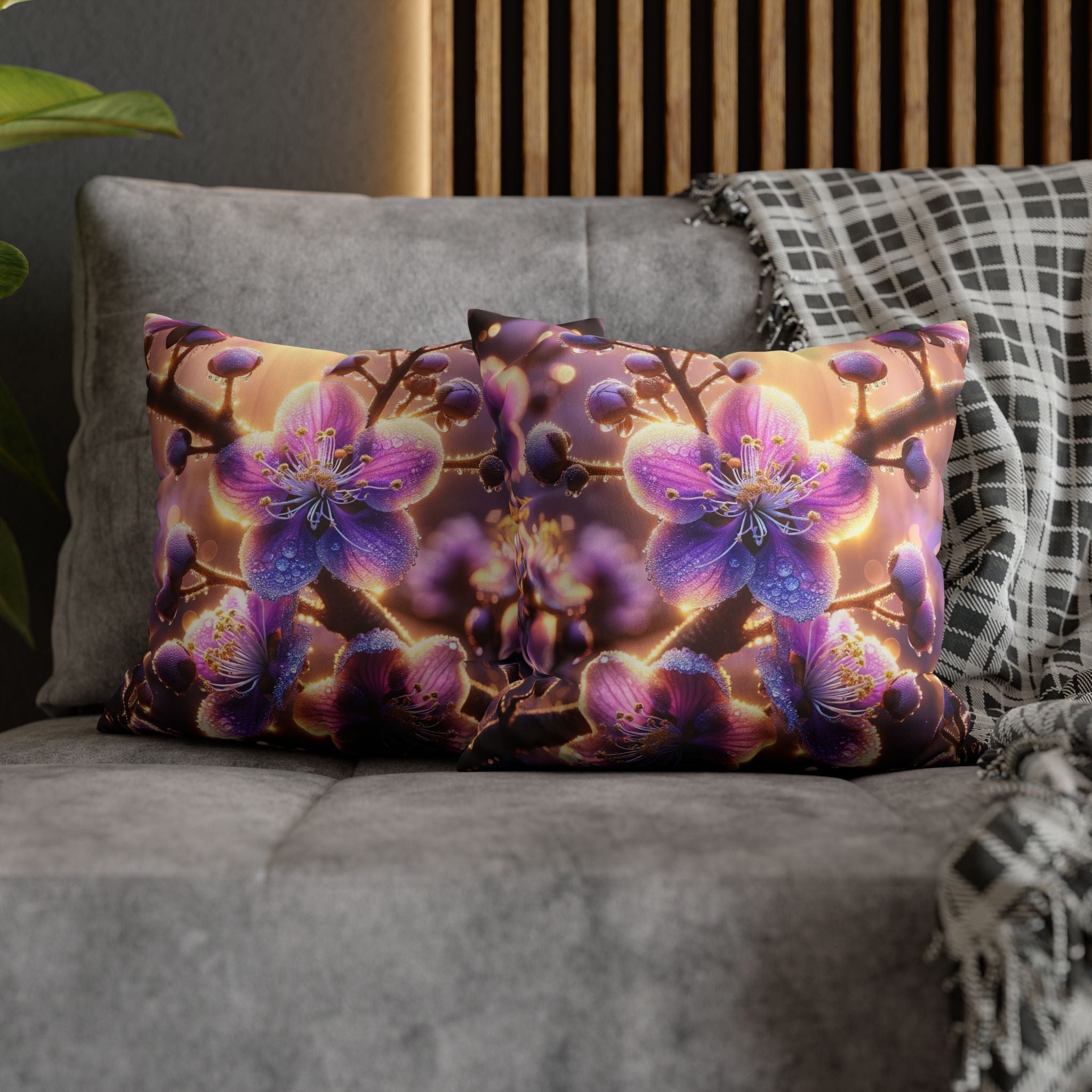 Lavender coloured flowers - Suede Square Pillowcase