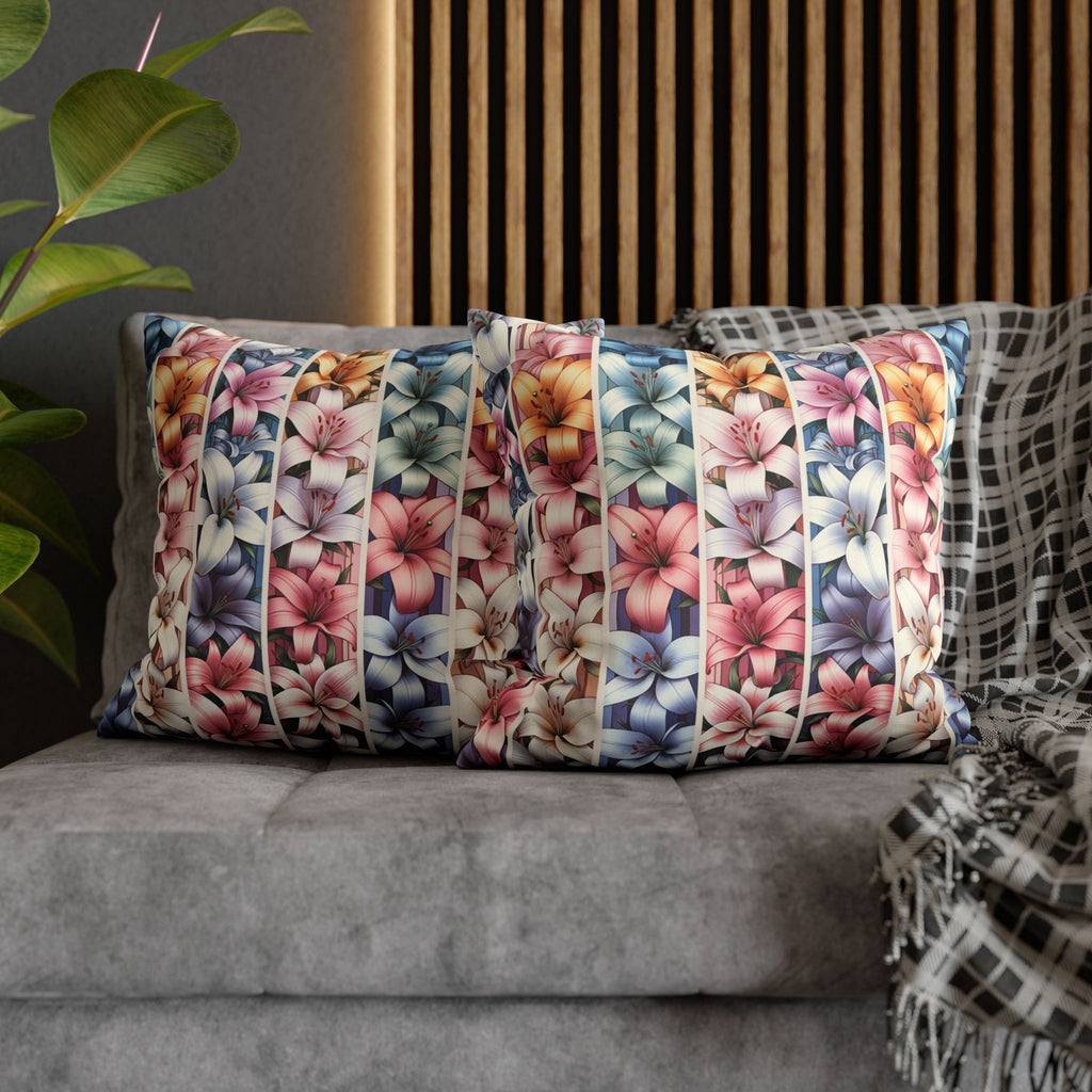 Lilies (in lines)- Suede Square Pillowcase