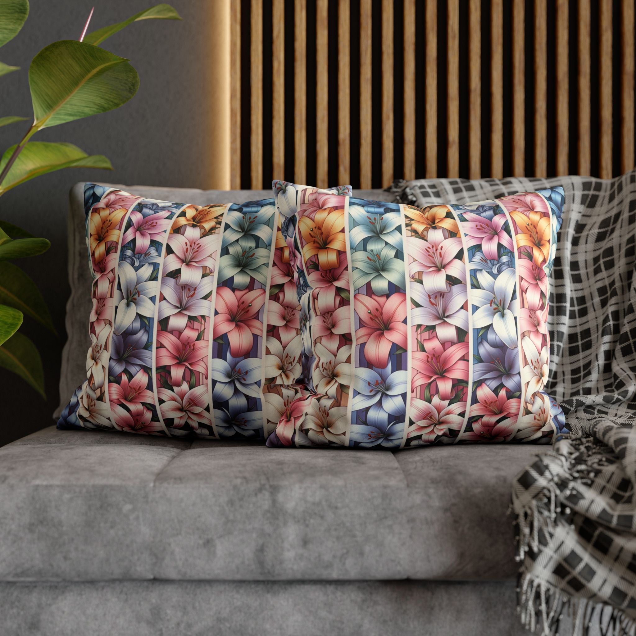 Lilies (in lines)- Suede Square Pillowcase