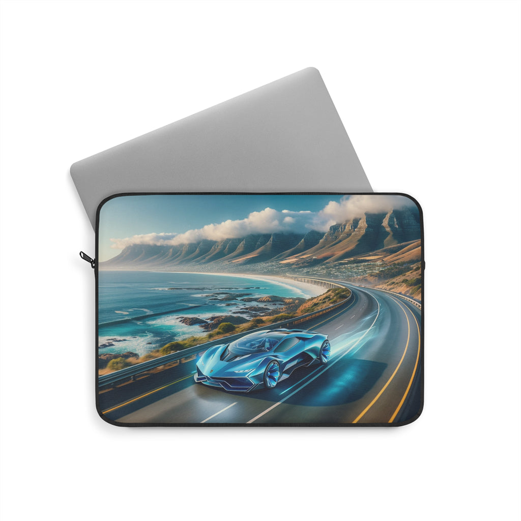 Blue car driving in Cape town - Laptop Sleeve