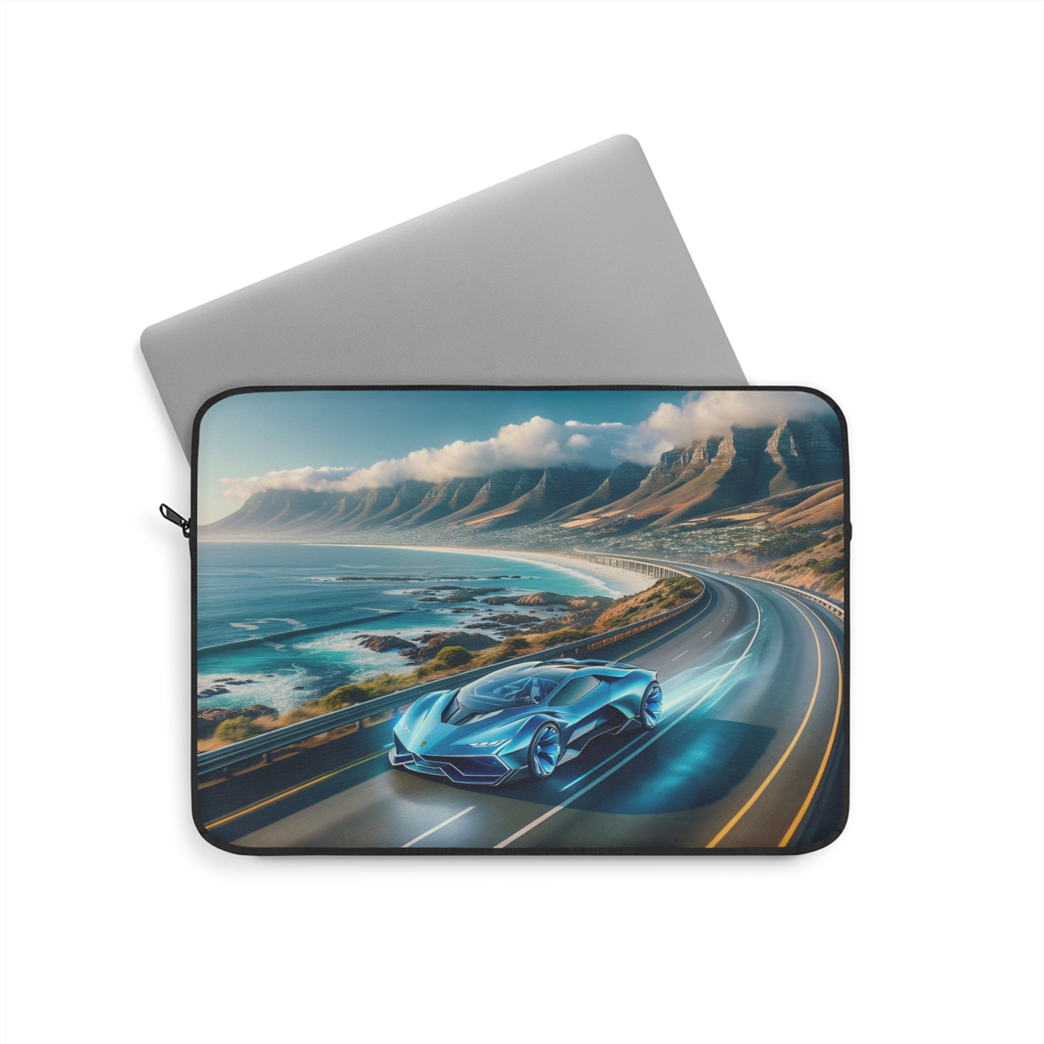 Blue car driving in Cape town - Laptop Sleeve