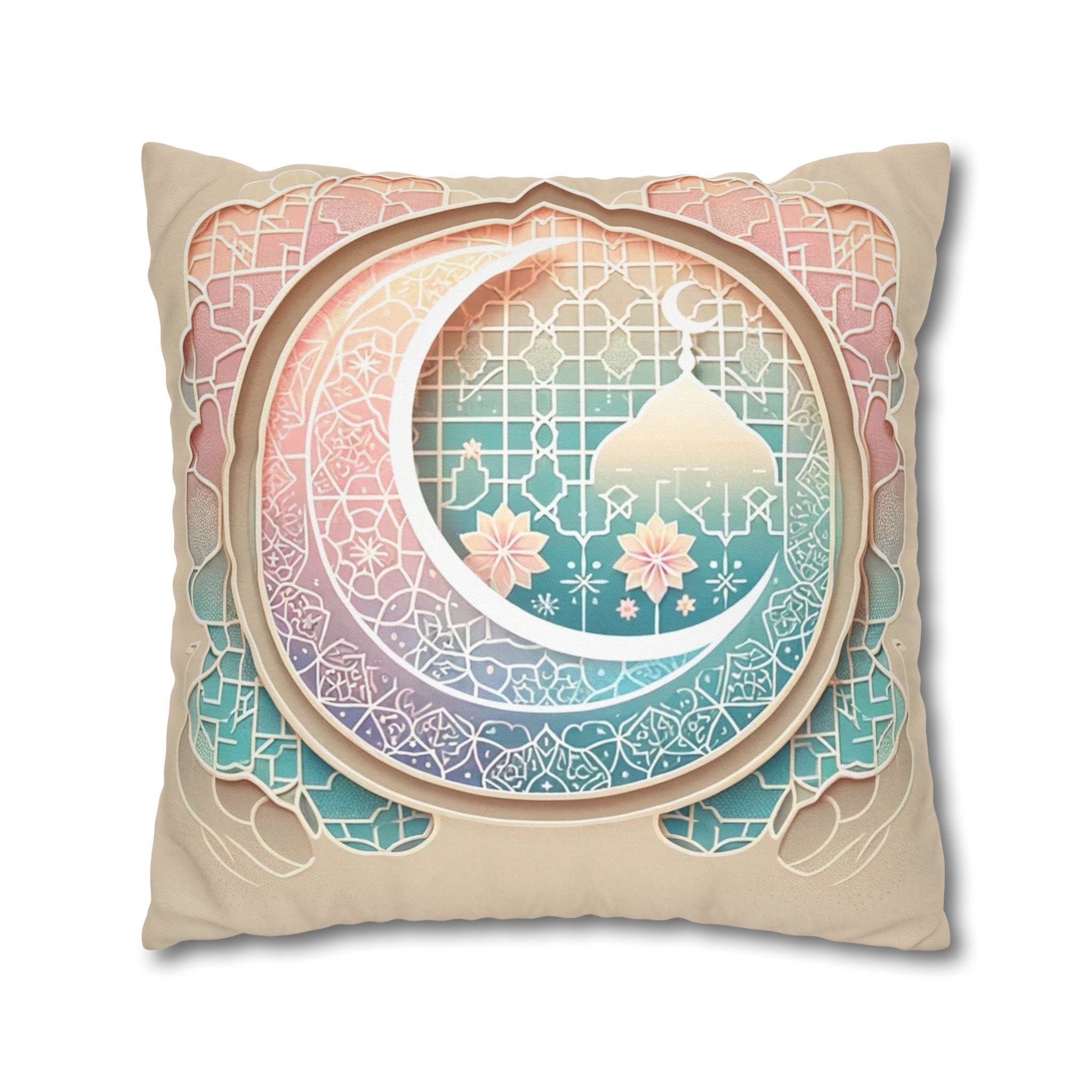 Islamic Art - peach coloured - Polyester Square Pillowcase