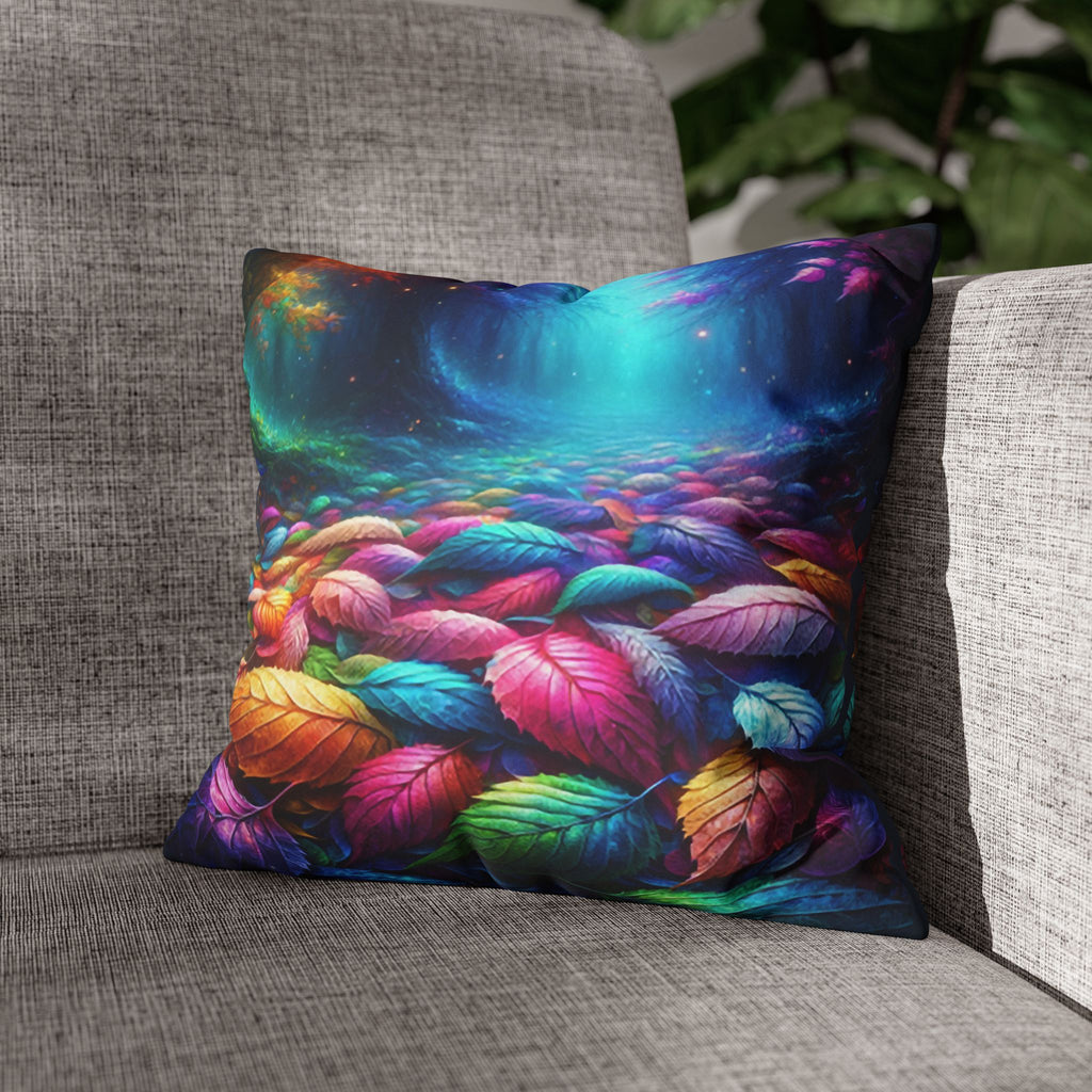 Magical leaves (blue light) - Suede Square Pillowcase