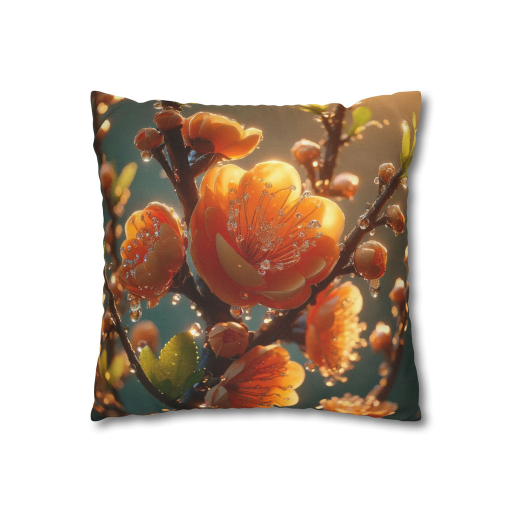 Orange-yellow diamond flowers - Polyester Square Pillowcase